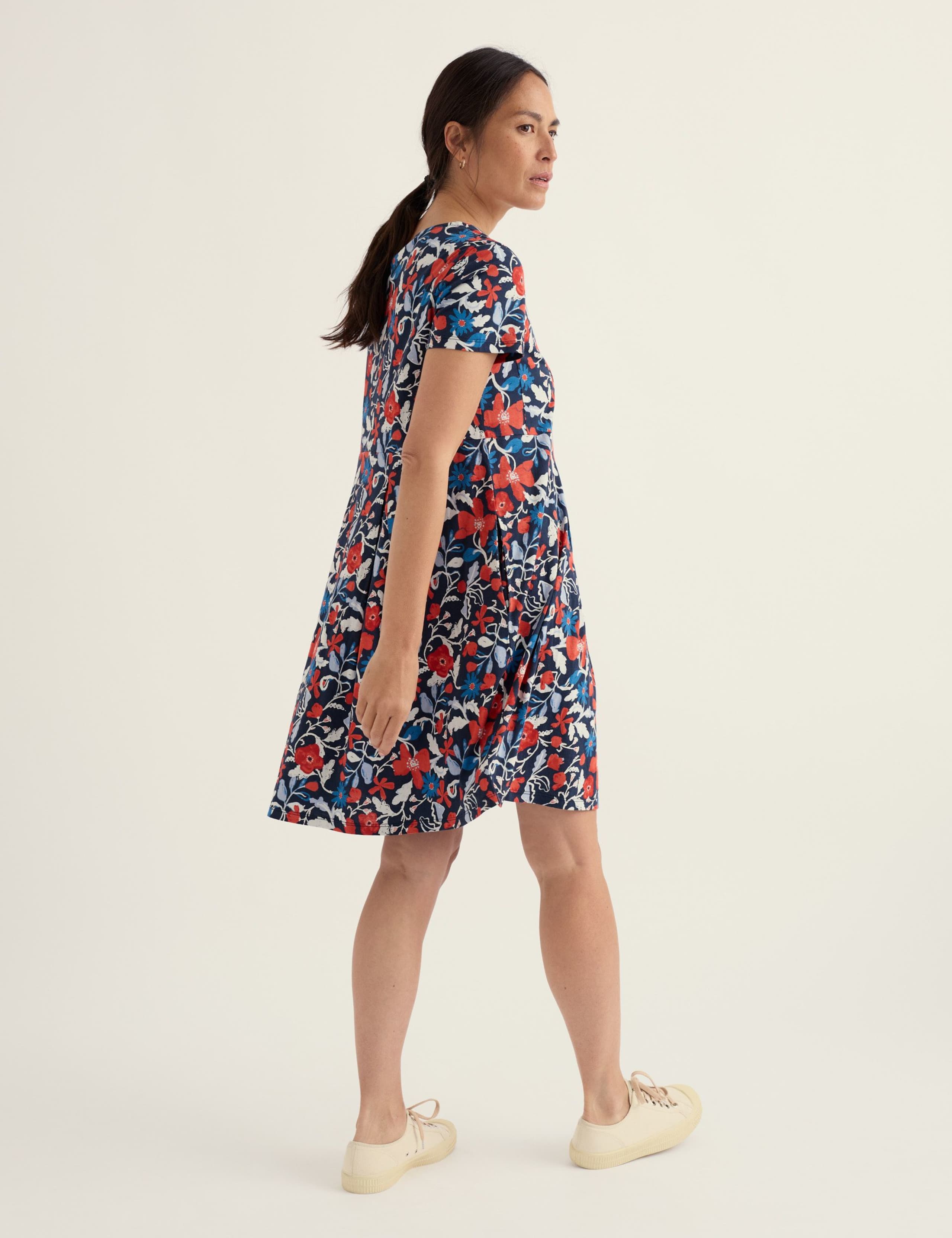 Cotton Rich Floral Knee Length Shift Dress 4 of 5