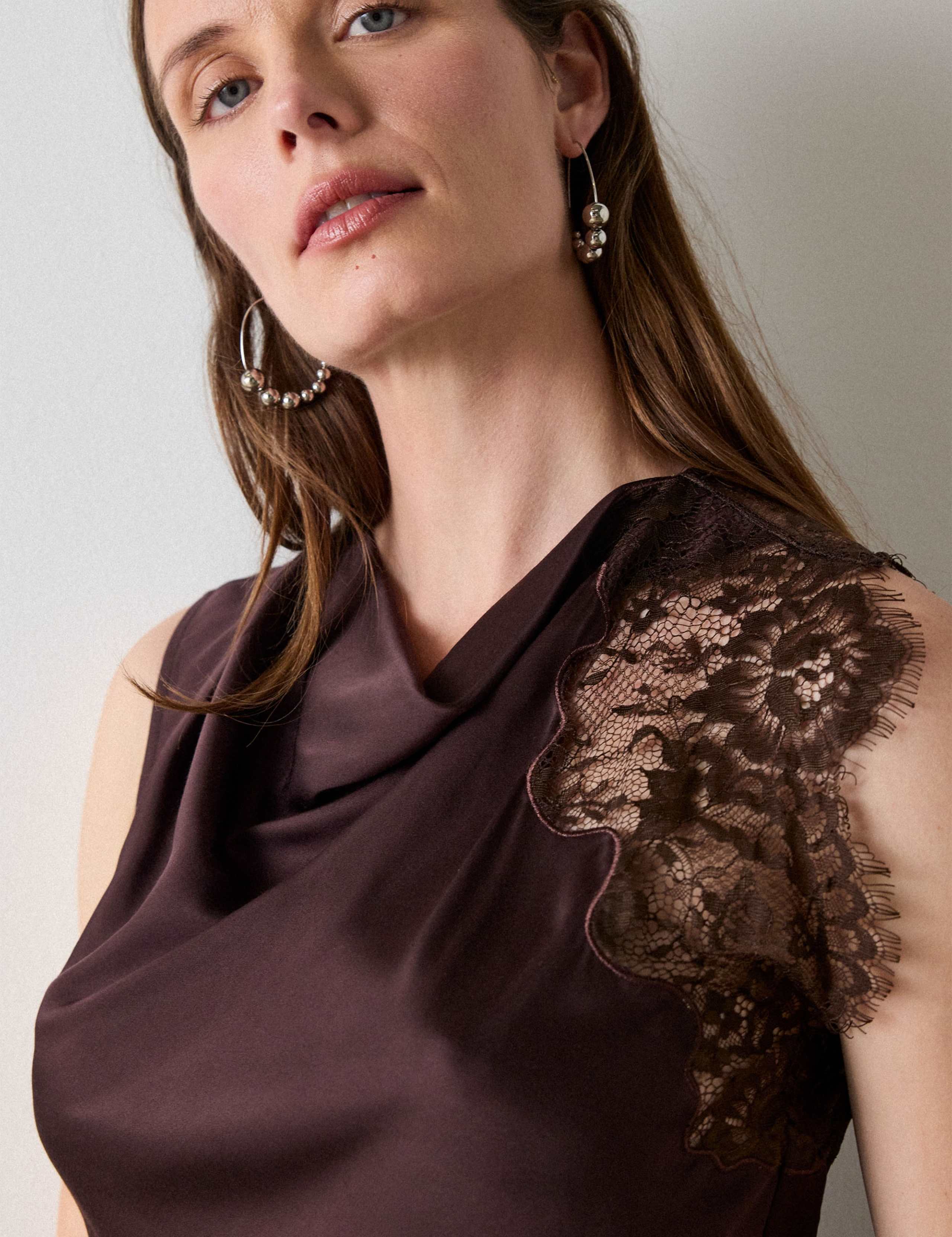 Satin Lace Asymmetric Top 6 of 6