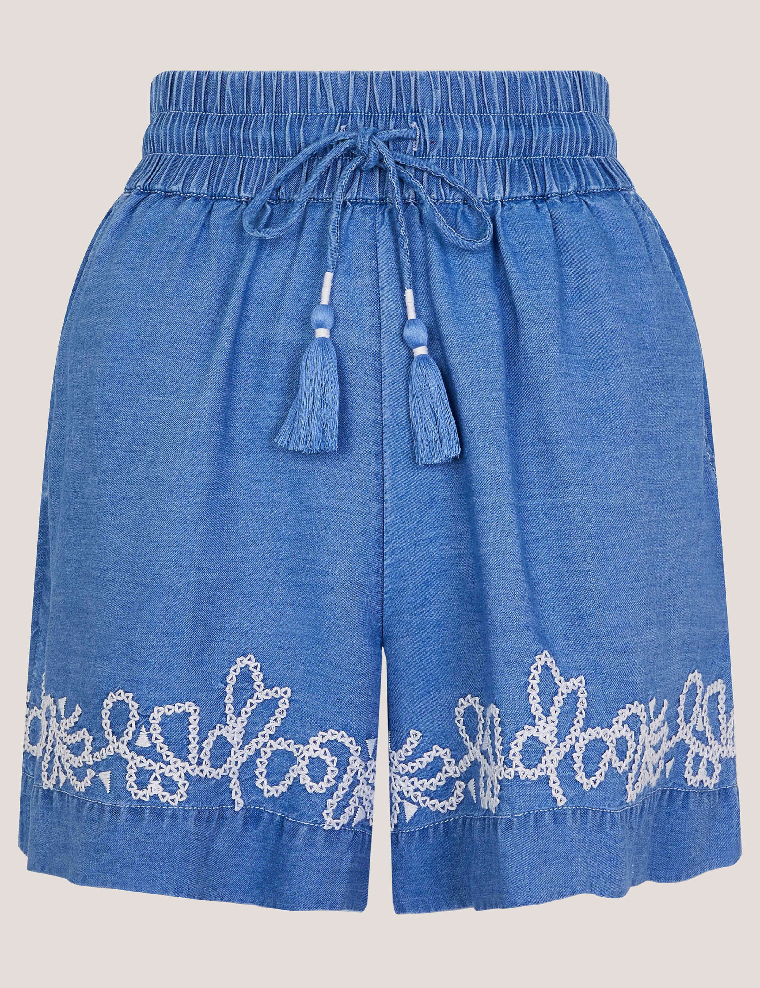 Pure Lyocell Embroidered High Waisted Shorts 3 of 5