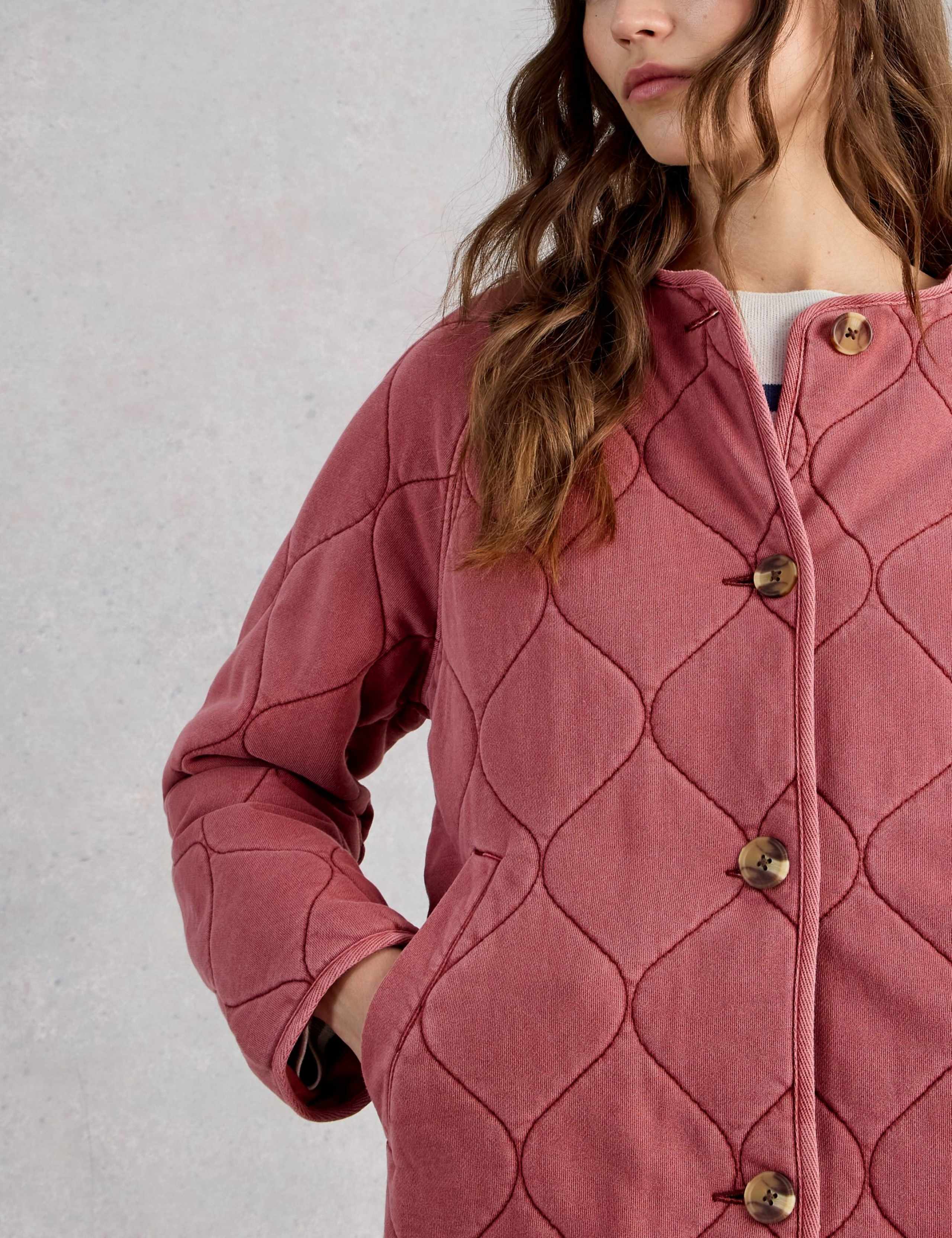 Pure Cotton Jersey Quilted Collarless Jacket 4 of 6