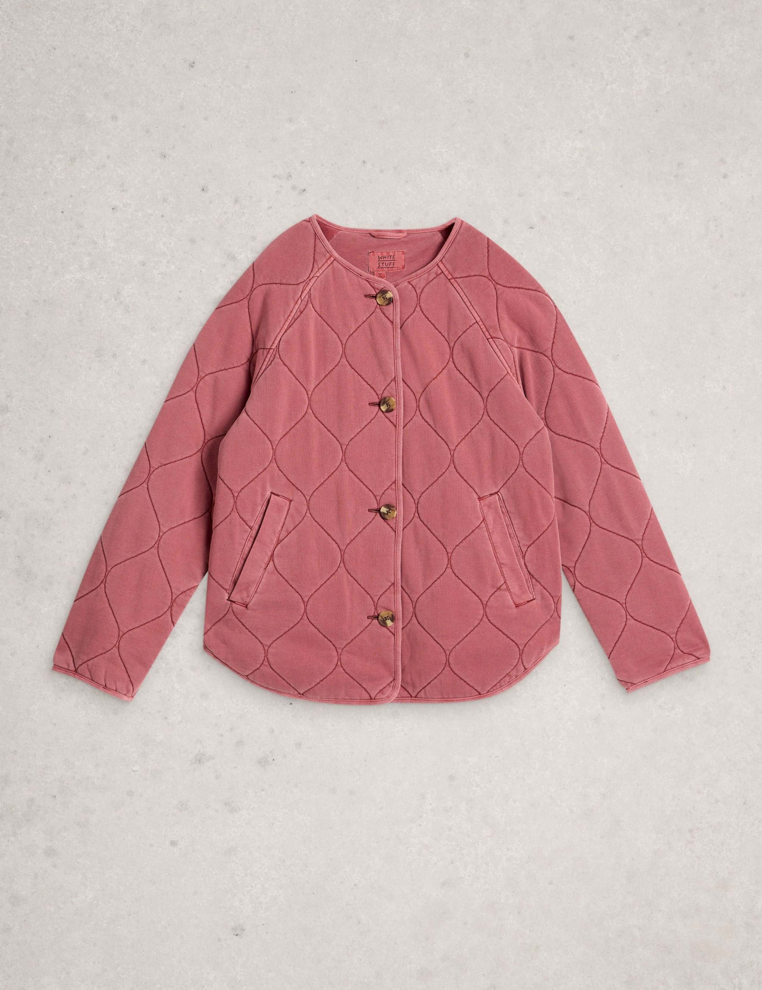 Pure Cotton Jersey Quilted Collarless Jacket 2 of 6