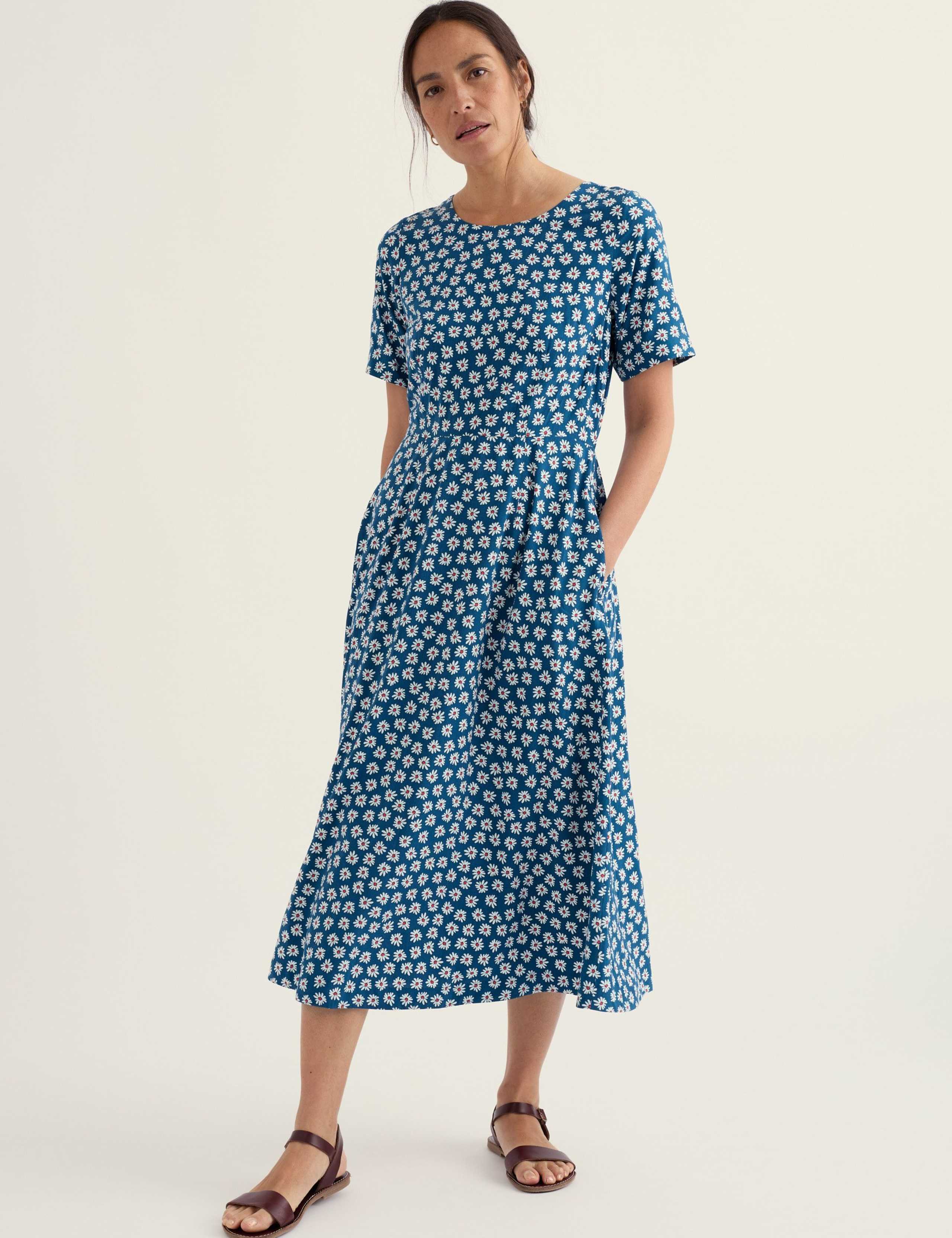 Floral Round Neck Midi Waisted Dress 2 of 4