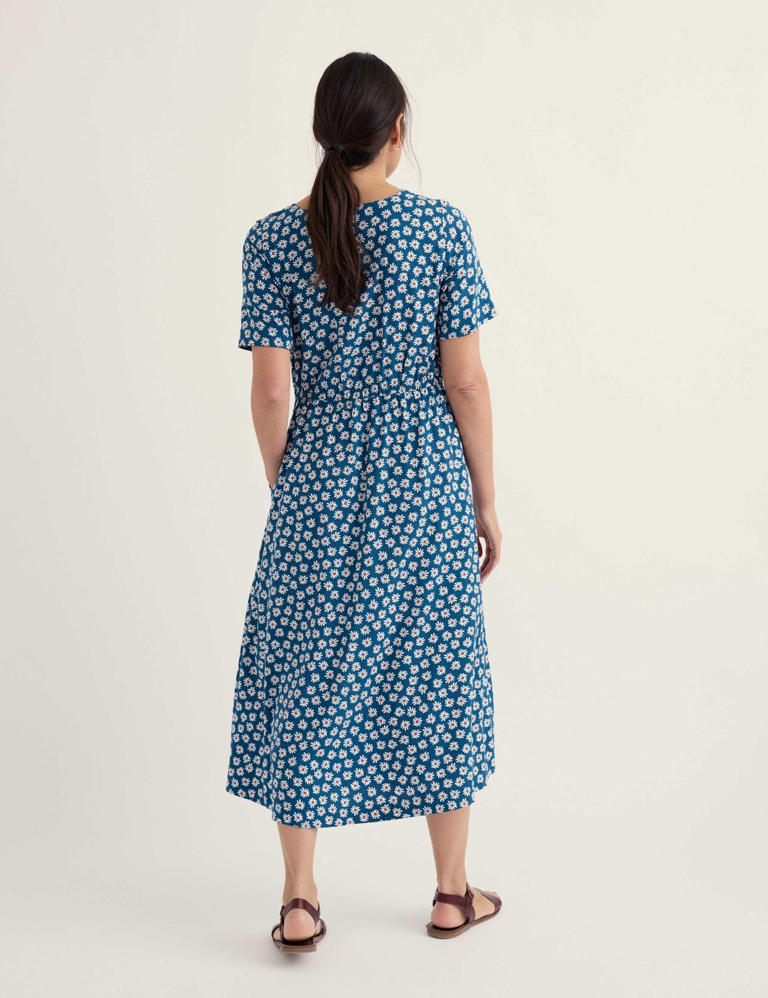 Floral Round Neck Midi Waisted Dress 3 of 4