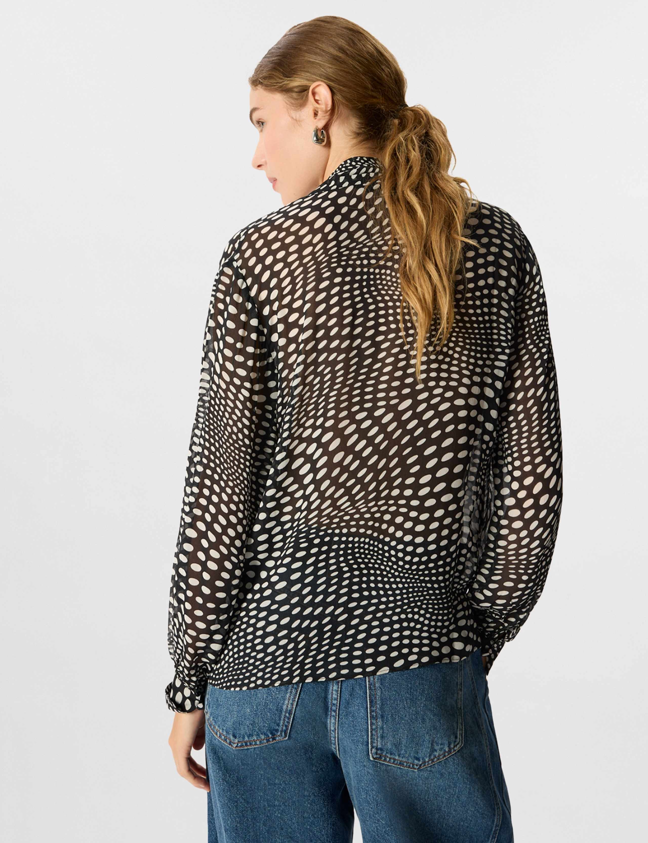 Spot Print Scarf Neck Blouse 3 of 7