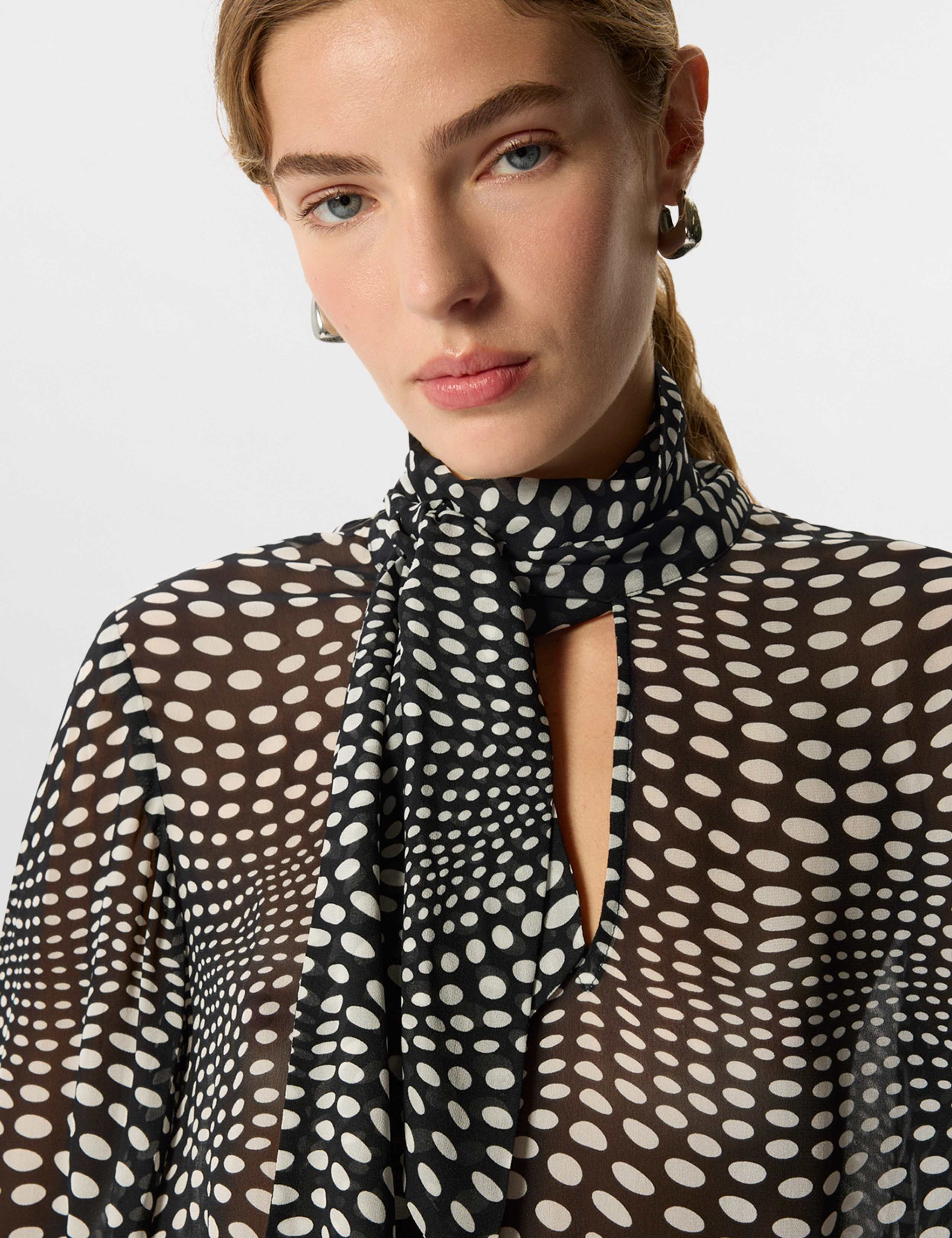 Spot Print Scarf Neck Blouse 4 of 7