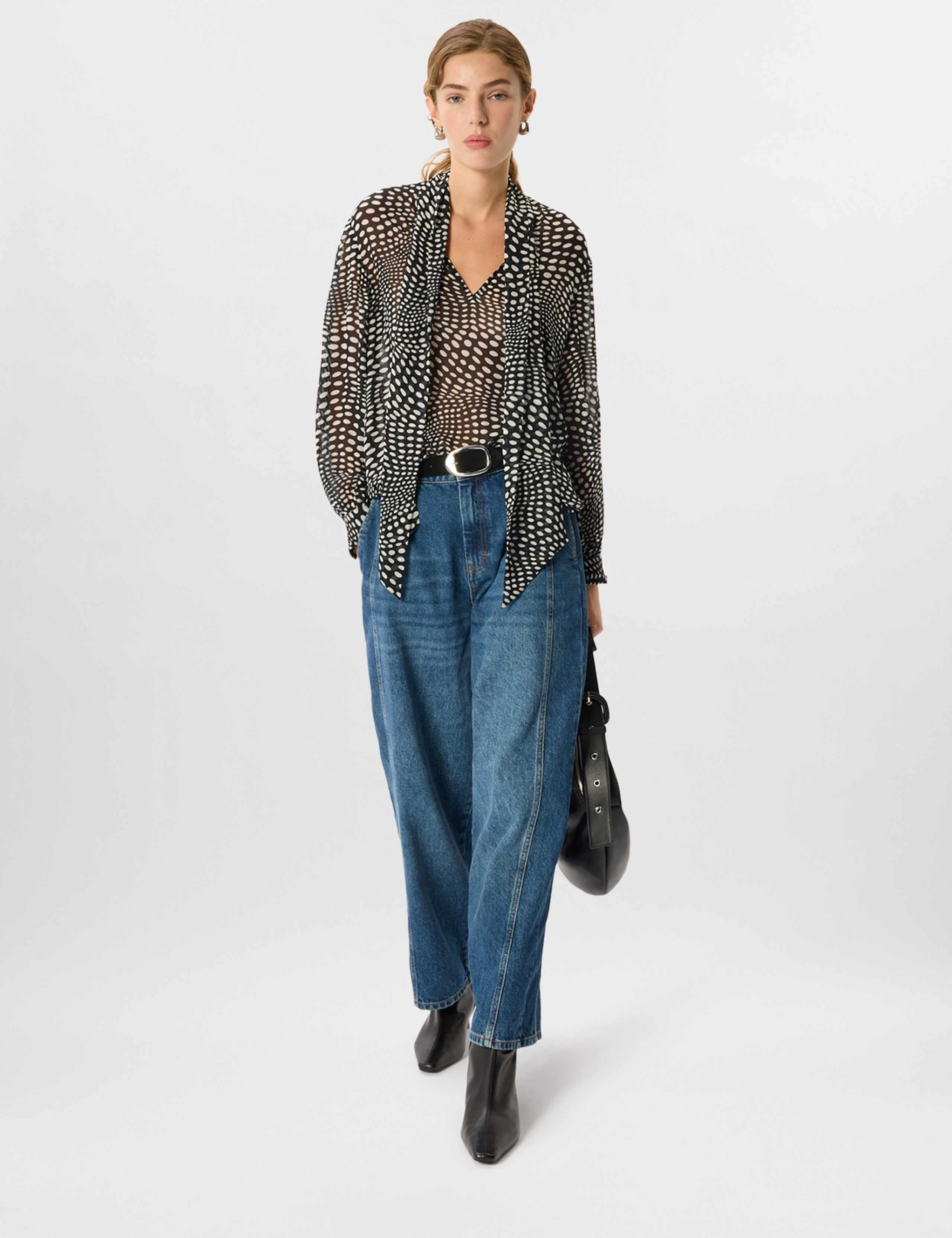 Spot Print Scarf Neck Blouse 5 of 7