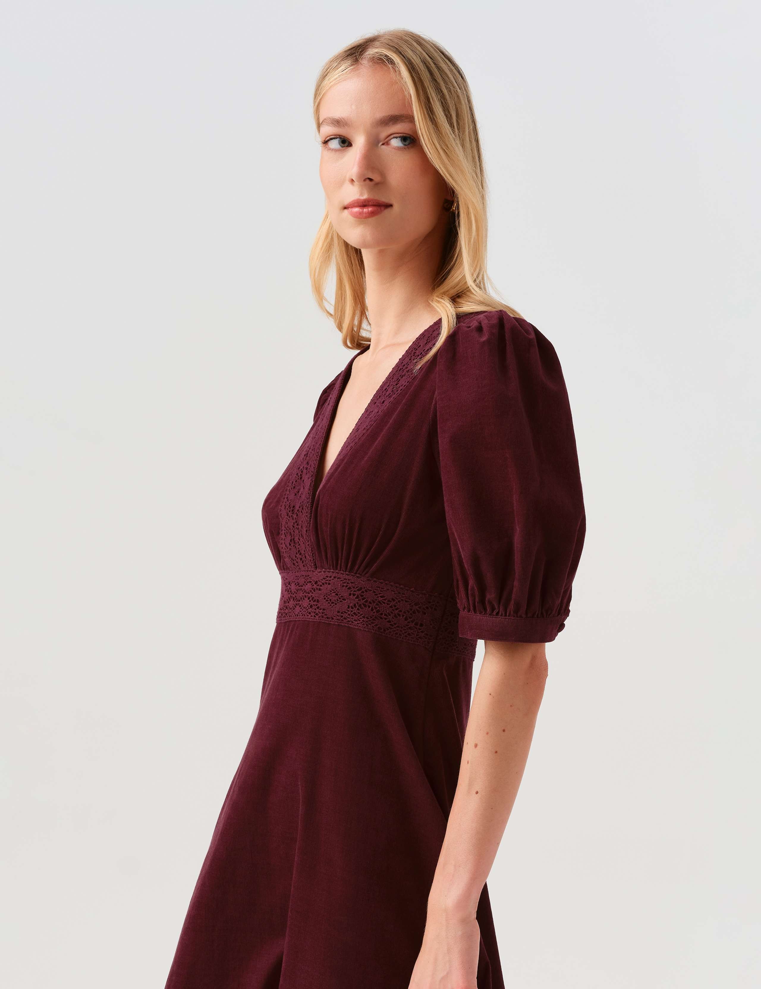 Cotton Corduroy Cross Front Midi Dress 8 of 10