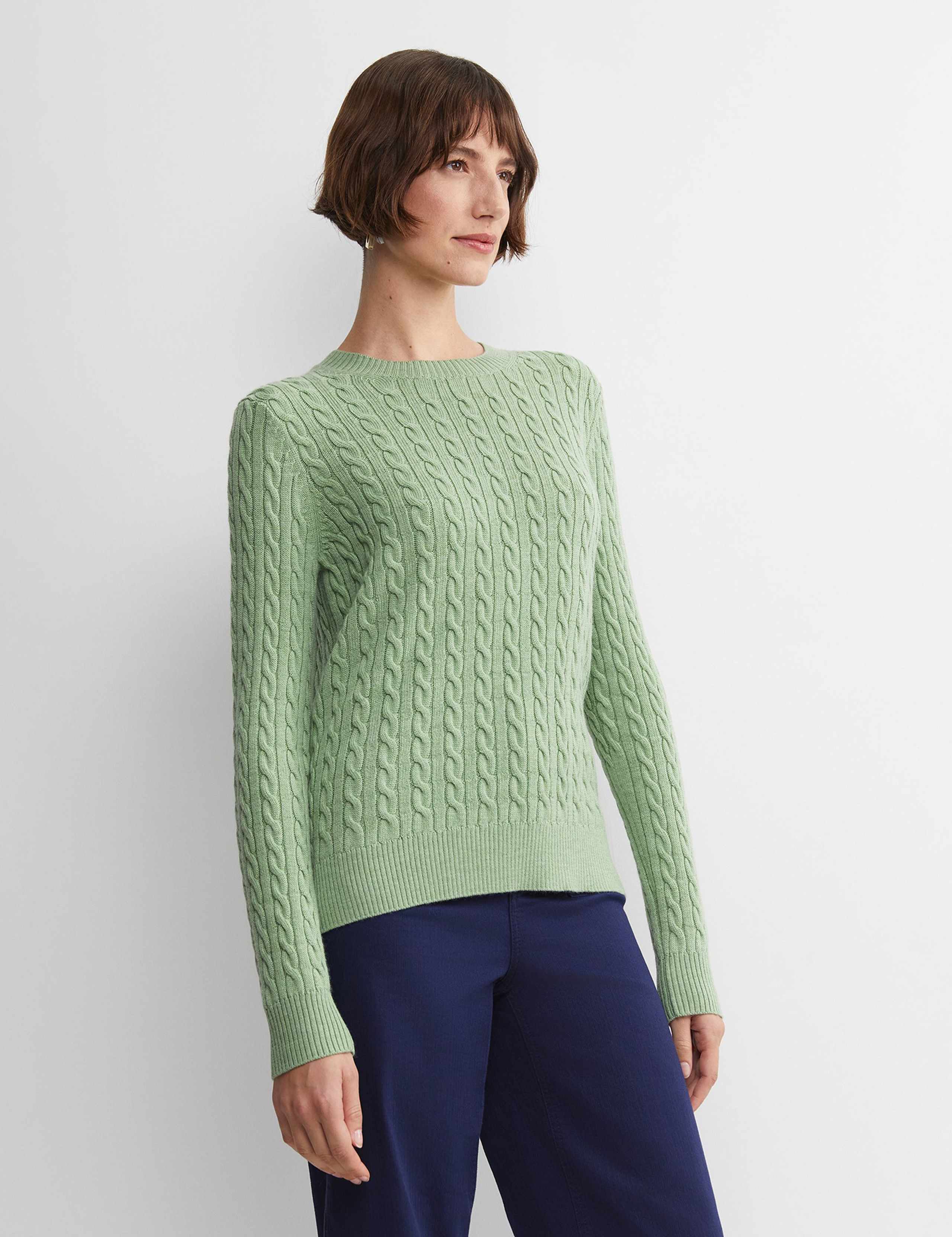 Pure Wool Cable Knit Crew Neck Jumper 2 of 6