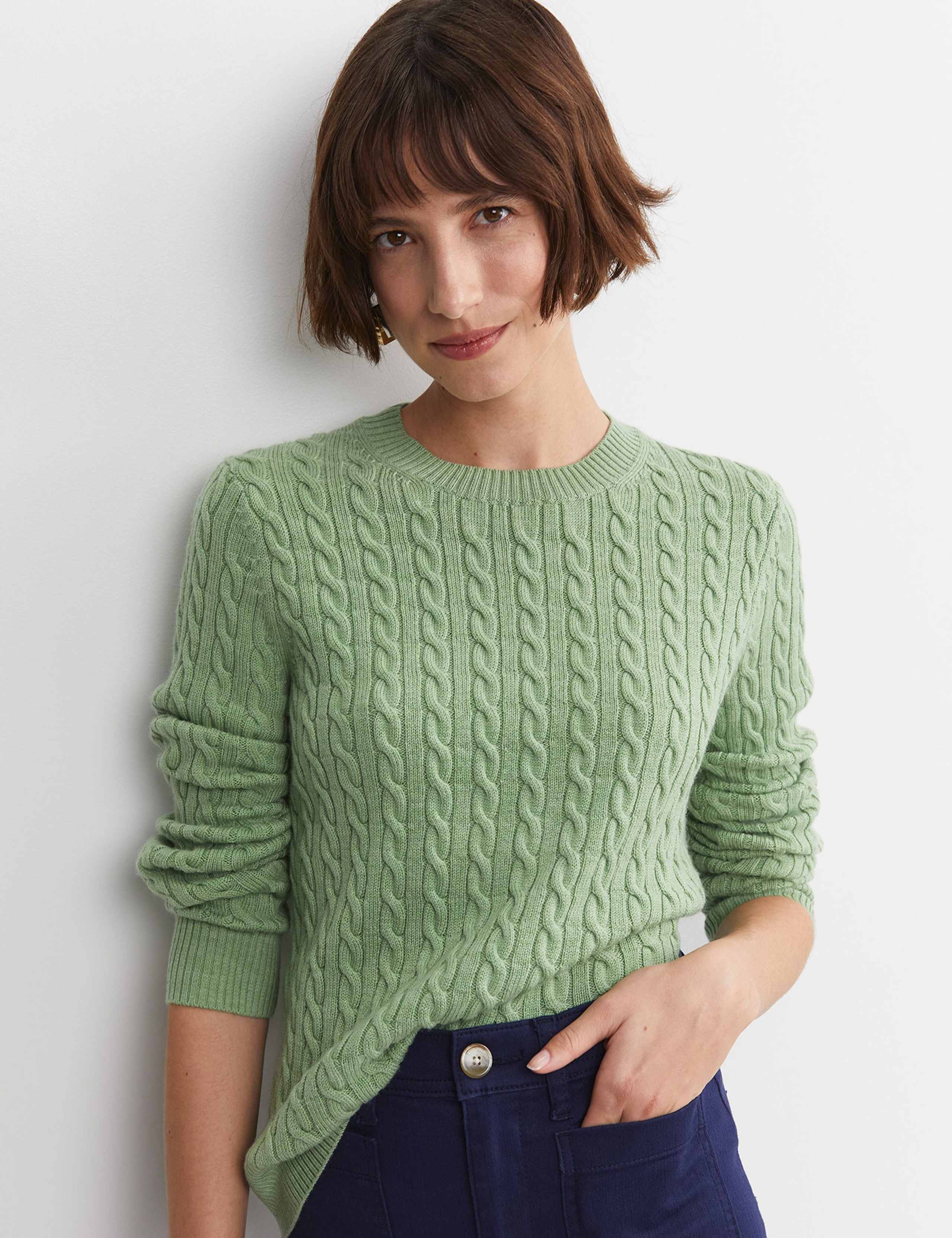 Pure Wool Cable Knit Crew Neck Jumper 4 of 6