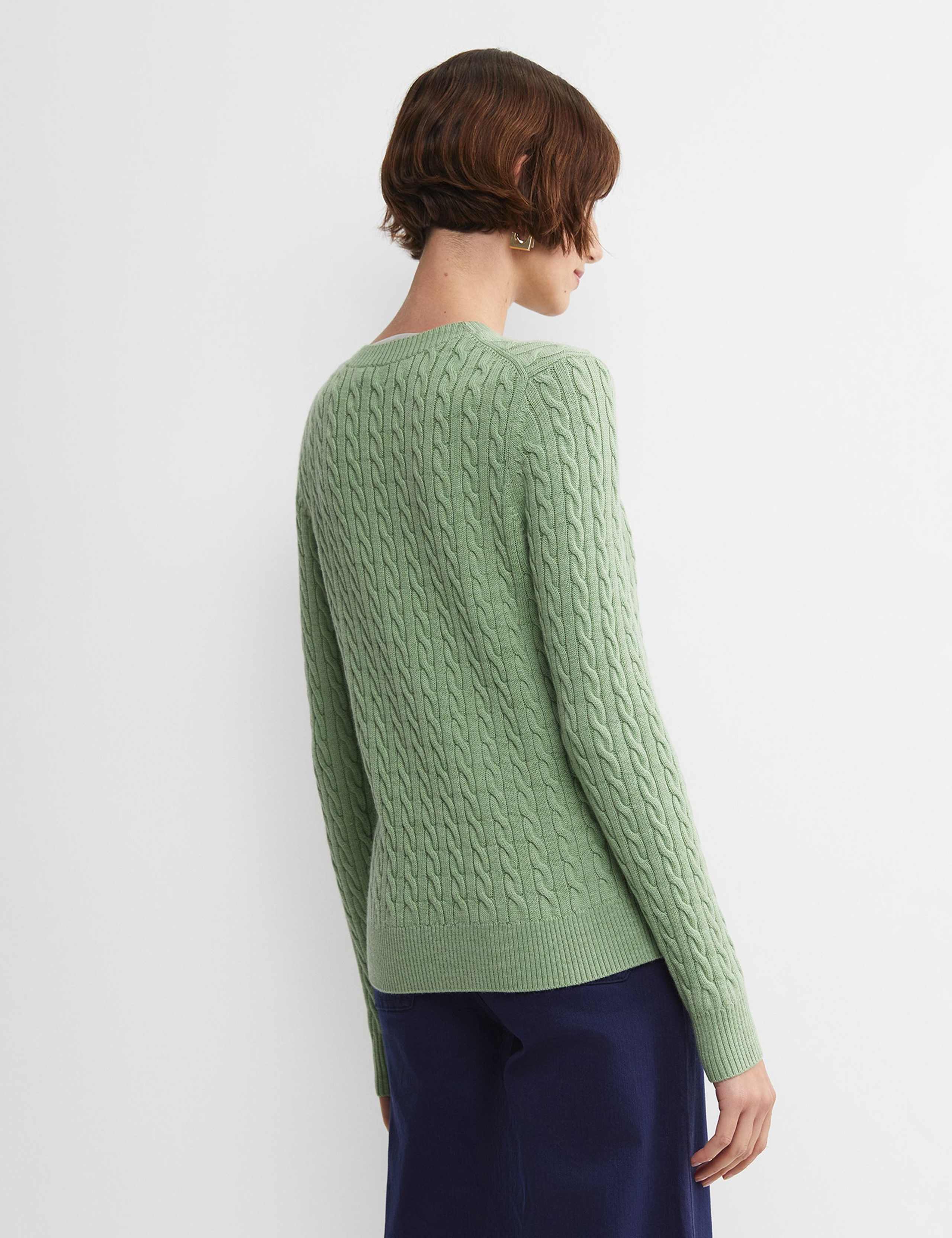 Pure Wool Cable Knit Crew Neck Jumper 5 of 6