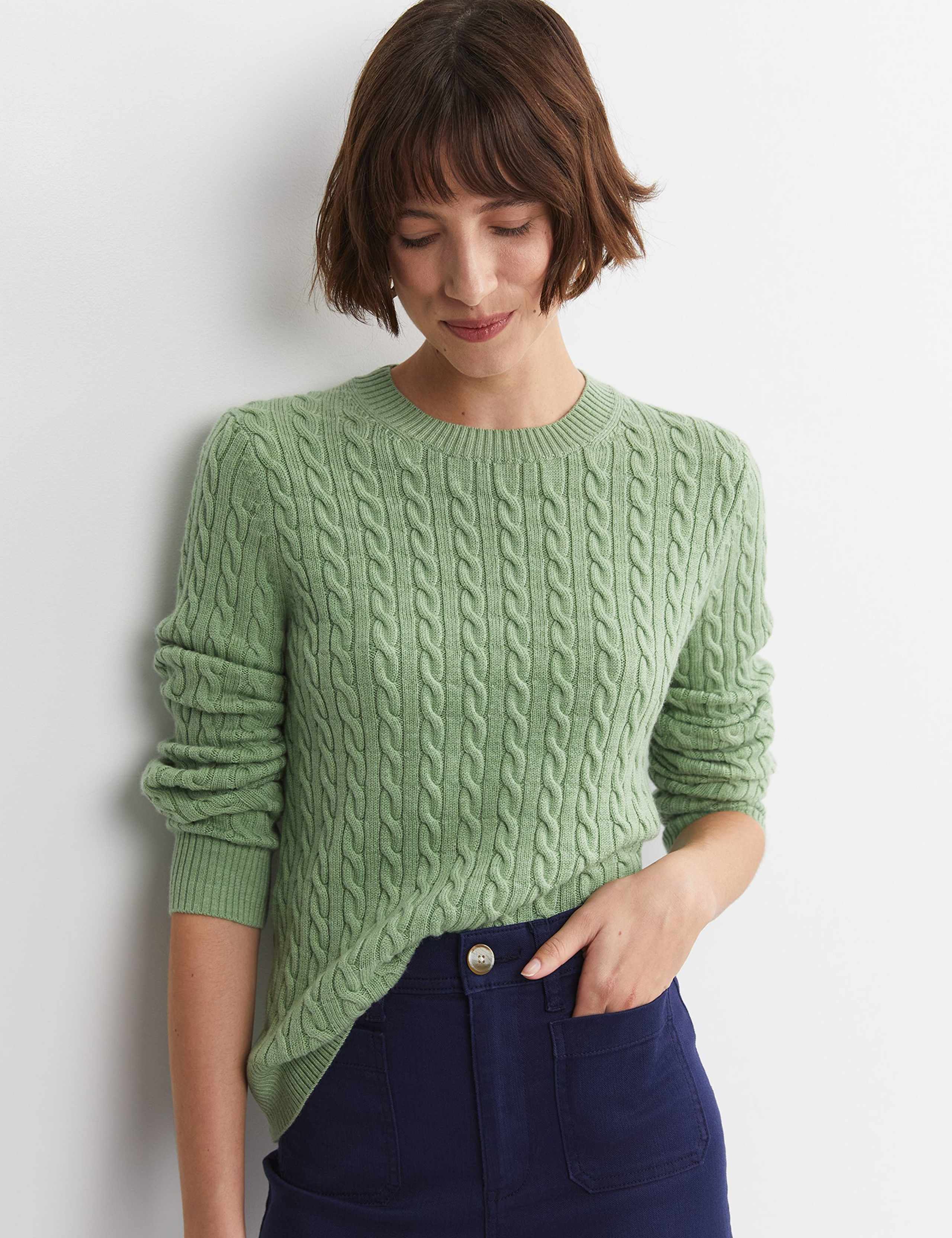 Pure Wool Cable Knit Crew Neck Jumper 6 of 6