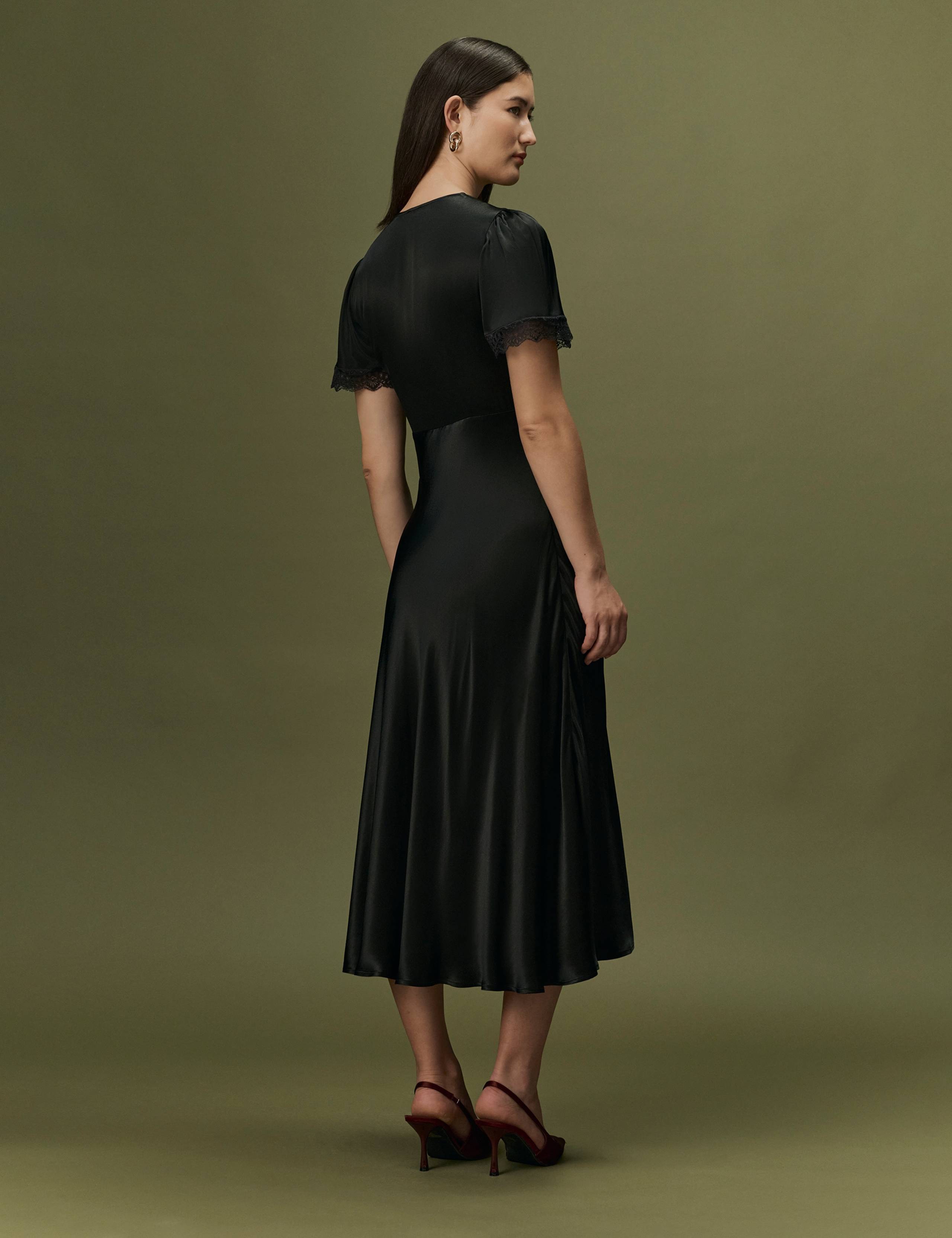 Satin V-Neck Midi Dress 9 of 9