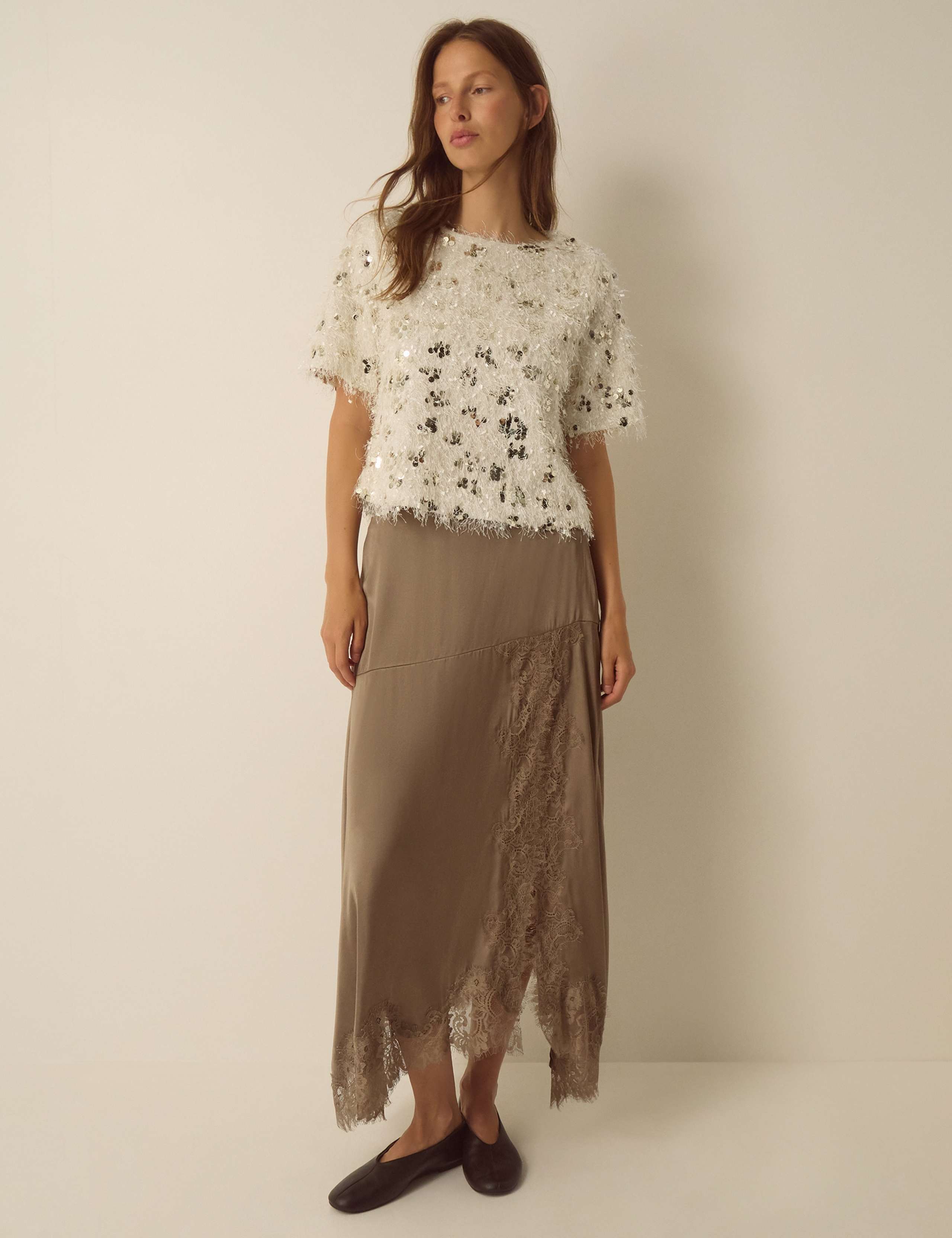Sequin Fringed Crew Neck T-Shirt 2 of 5