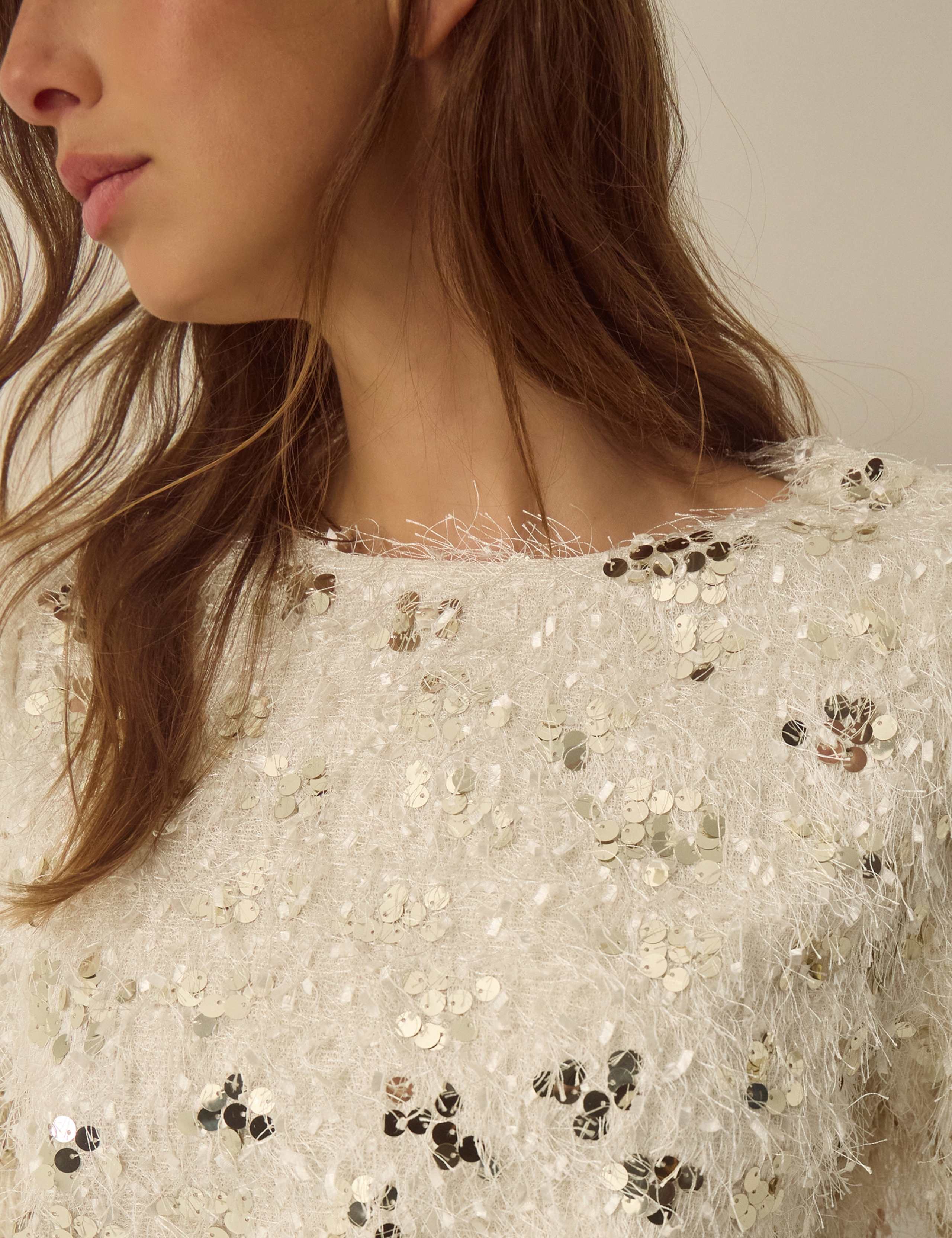 Sequin Fringed Crew Neck T-Shirt 5 of 5