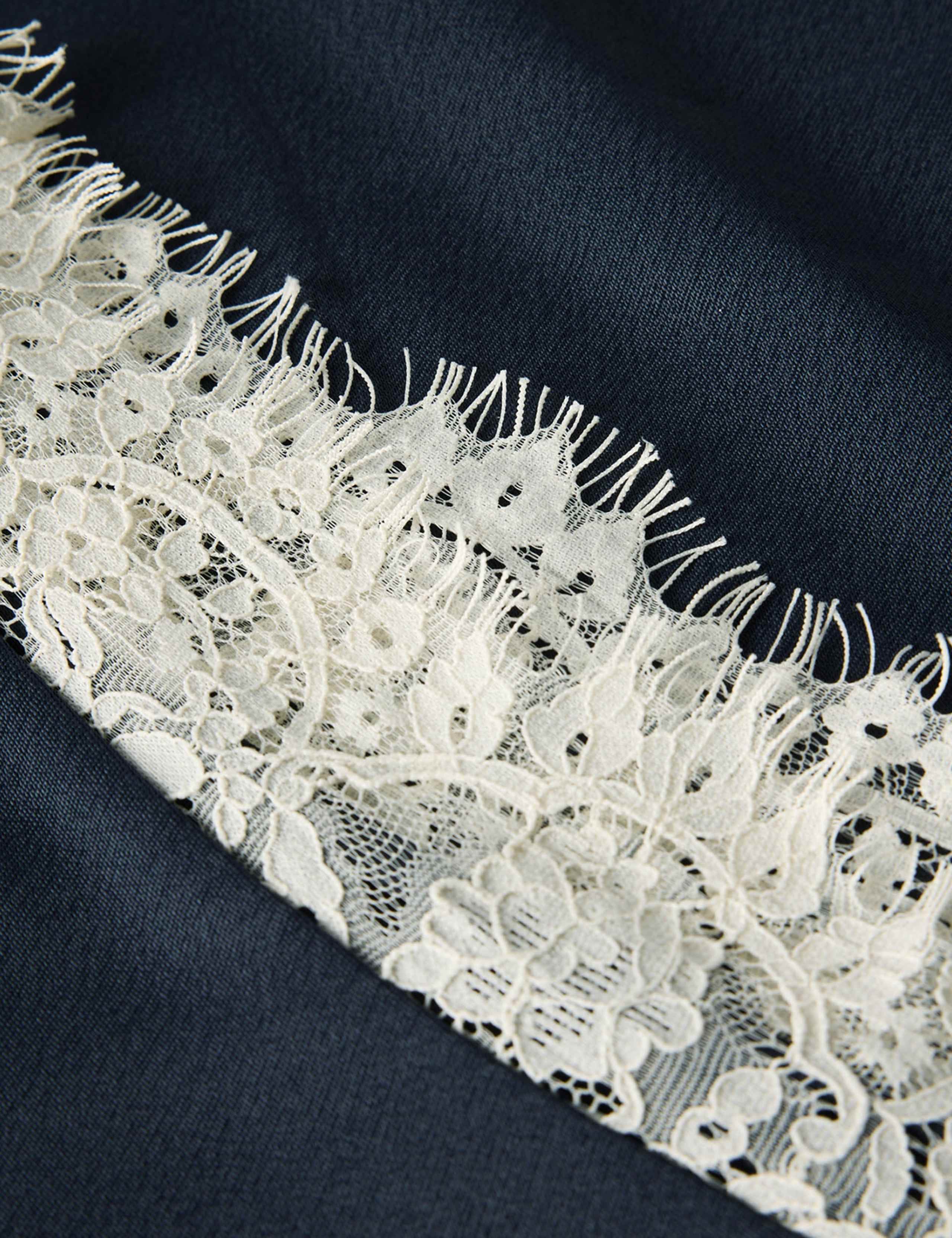 Satin V-Neck Lace Detail Cami Top 3 of 7