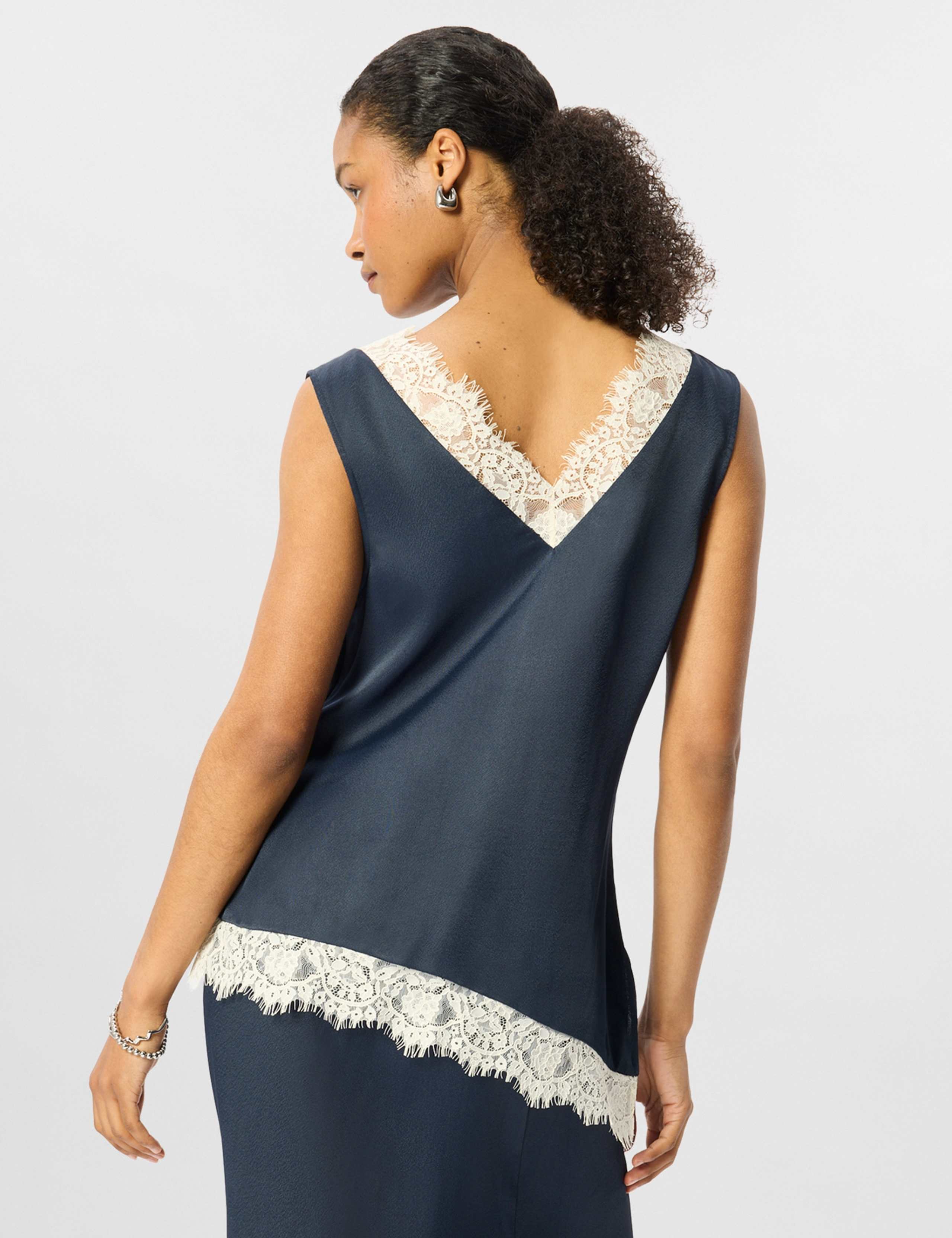 Satin V-Neck Lace Detail Cami Top 4 of 7