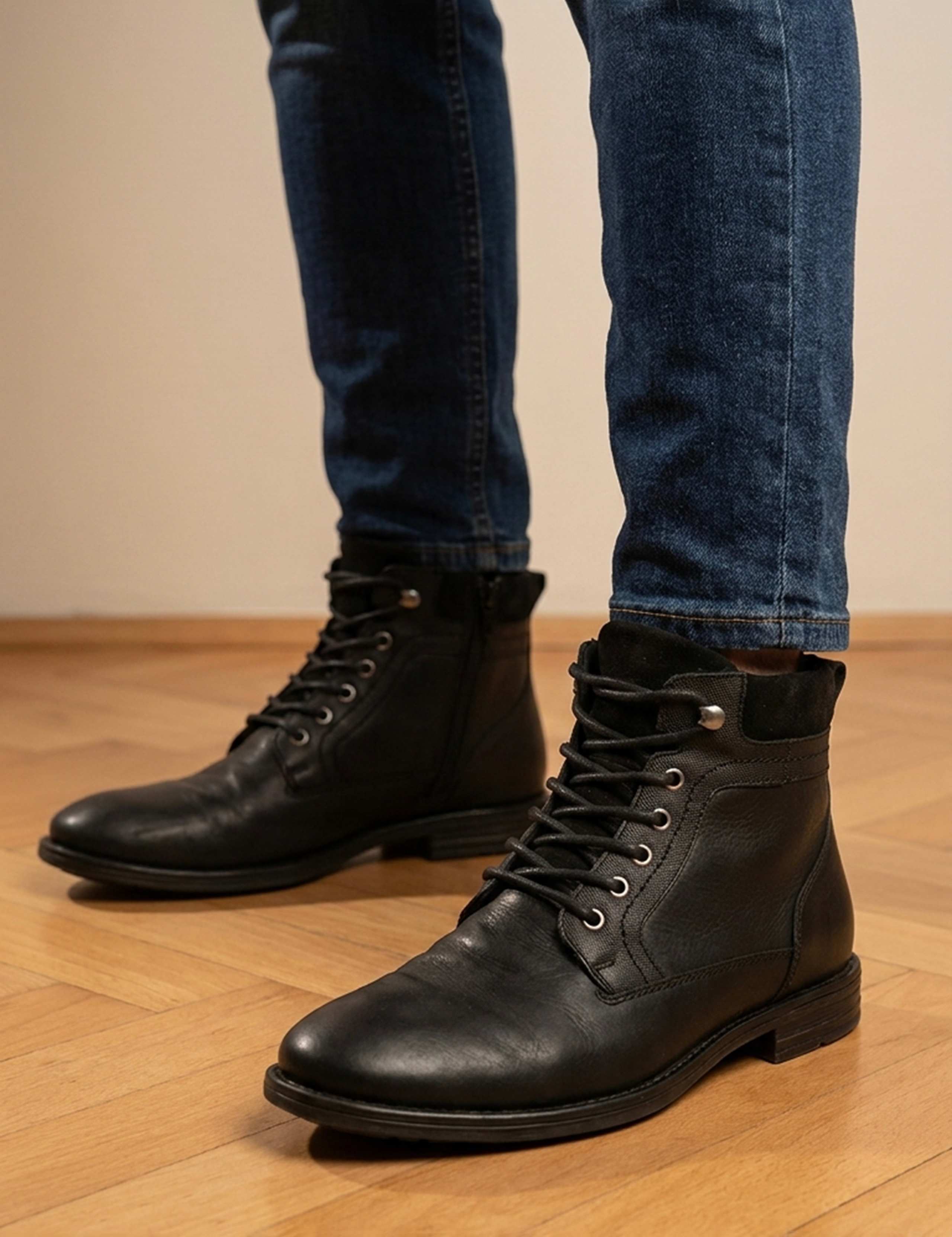 Leather Lace Up Casual Boots 2 of 6