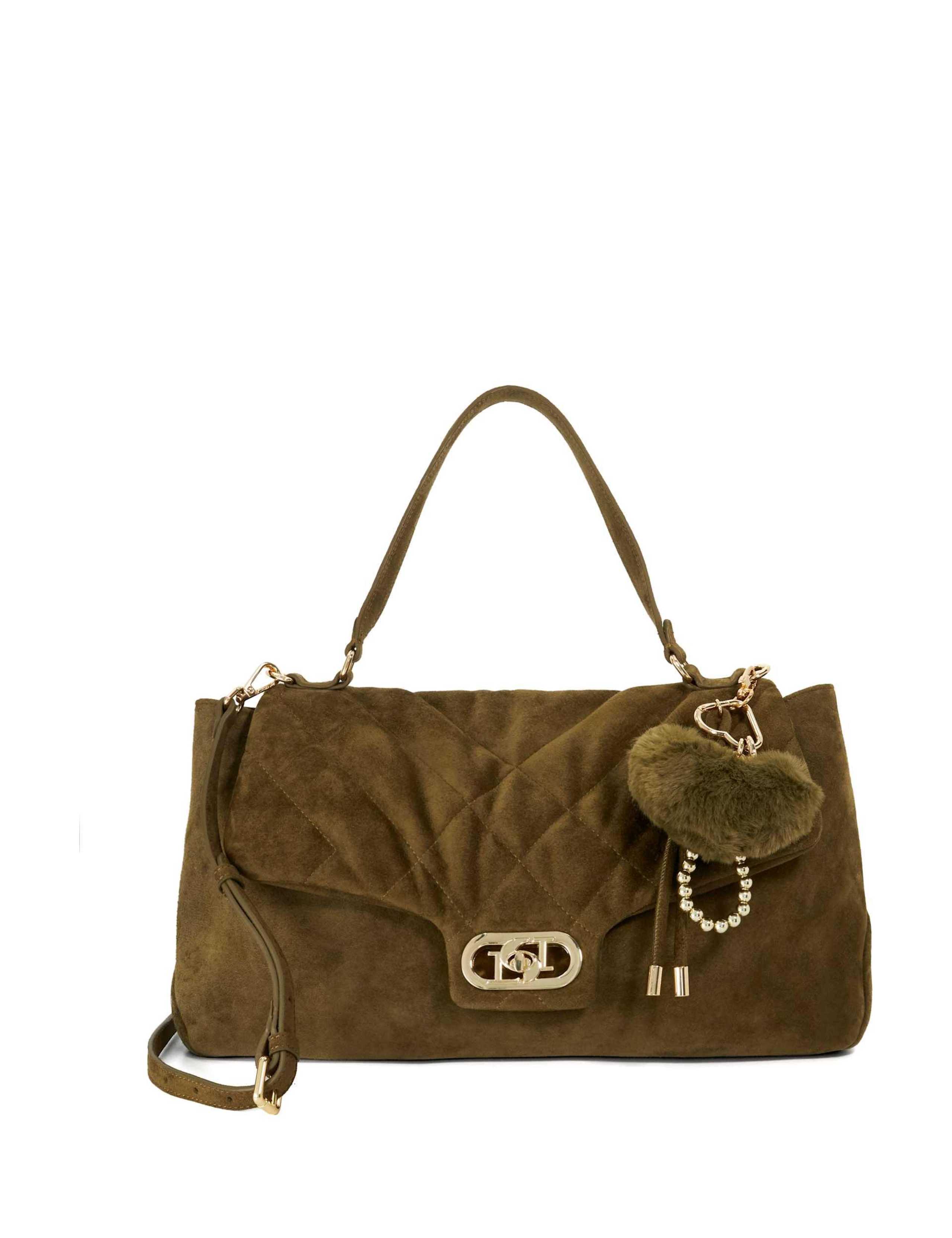 Suede Quilted Shoulder Bag 1 of 6