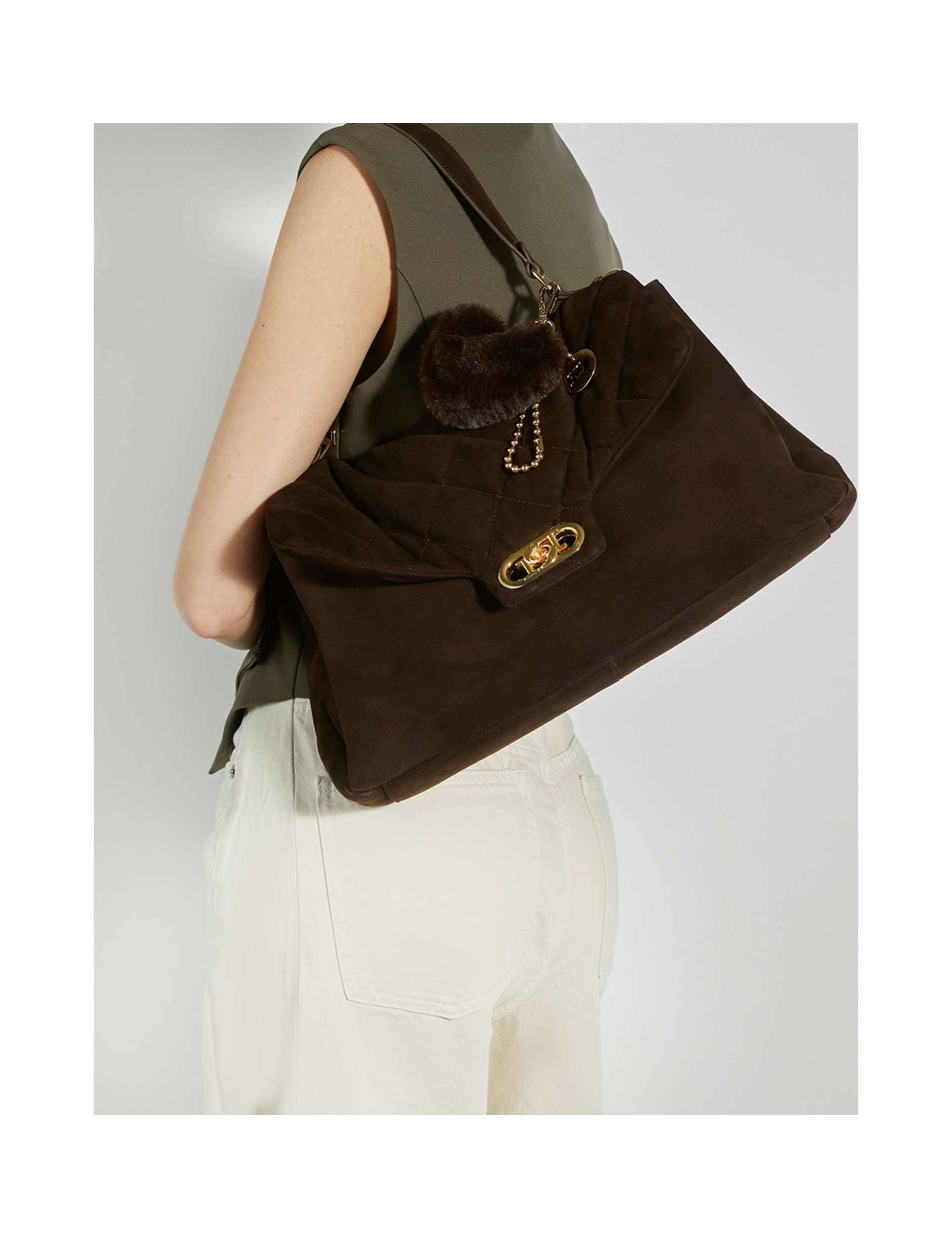 Suede Quilted Shoulder Bag 6 of 6