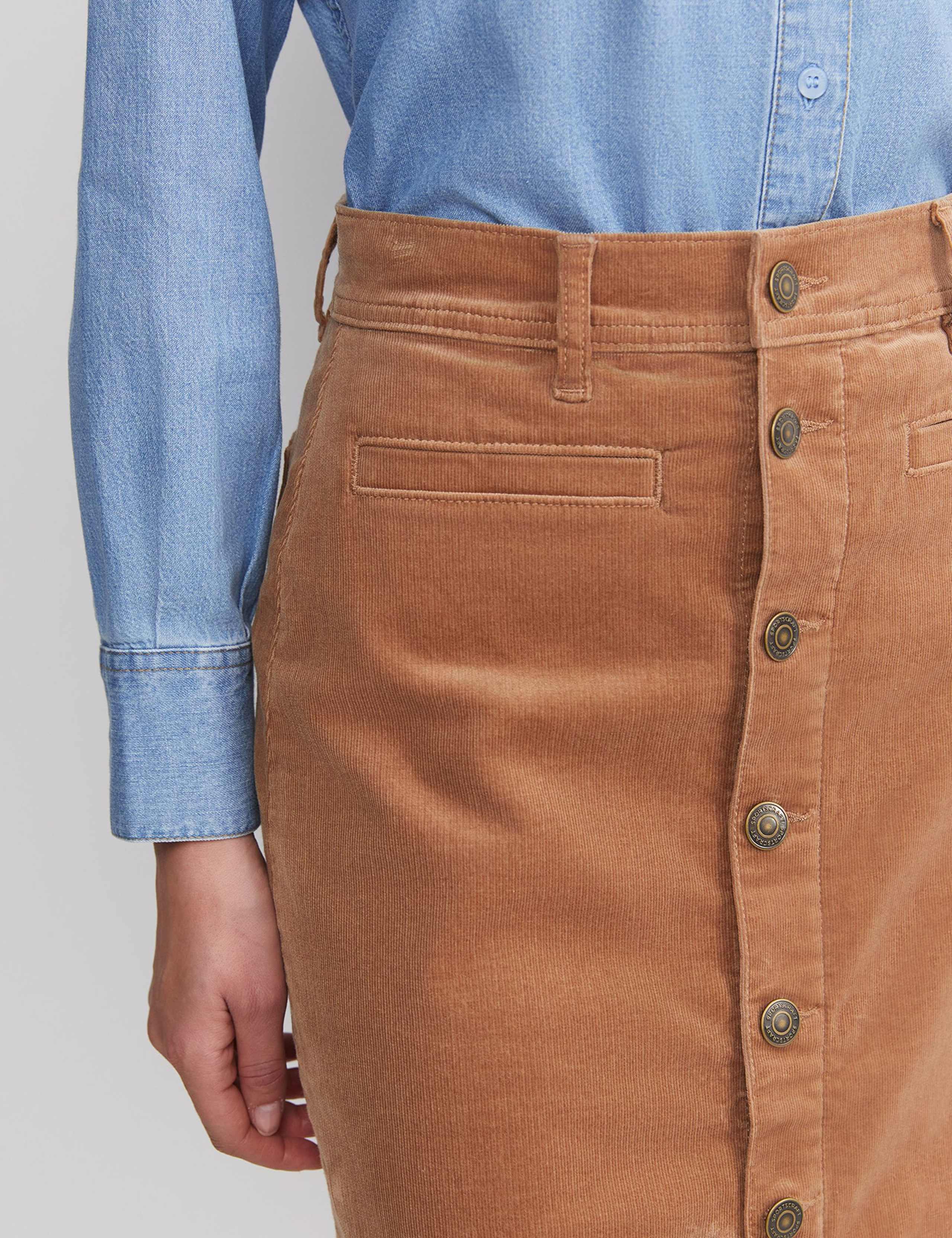Cotton Rich Cord Button Front A-Line Skirt 5 of 5