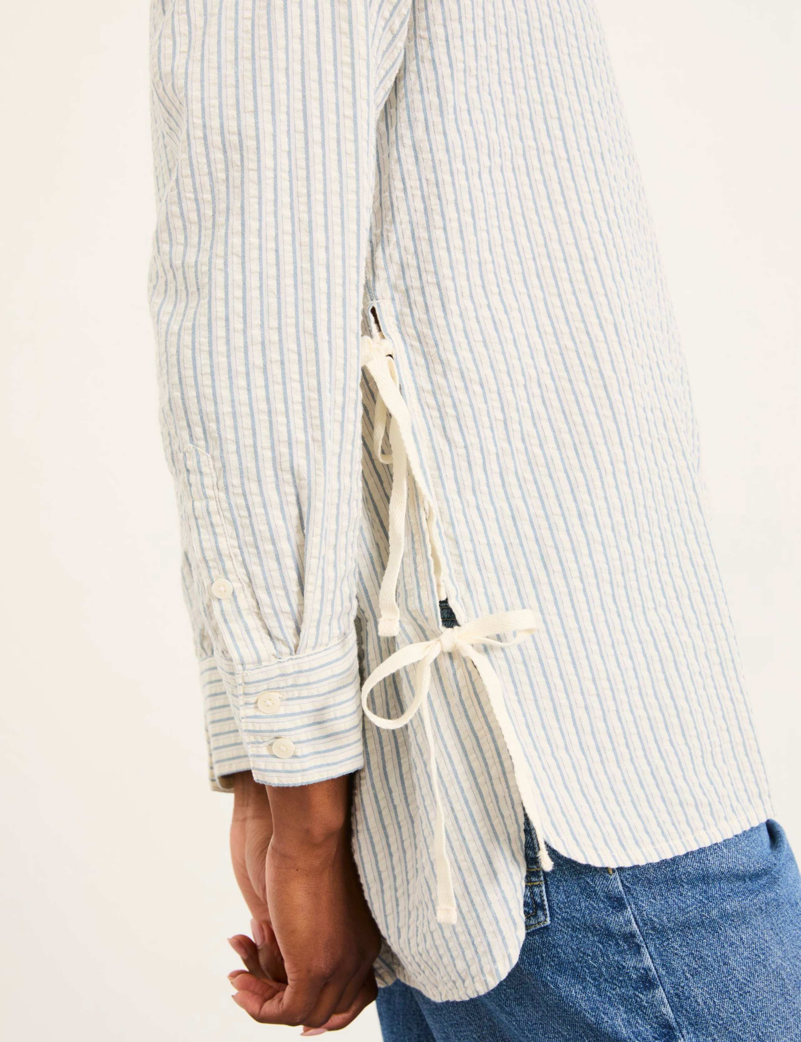 Pure Cotton Striped Tie Detail Shirt 5 of 5