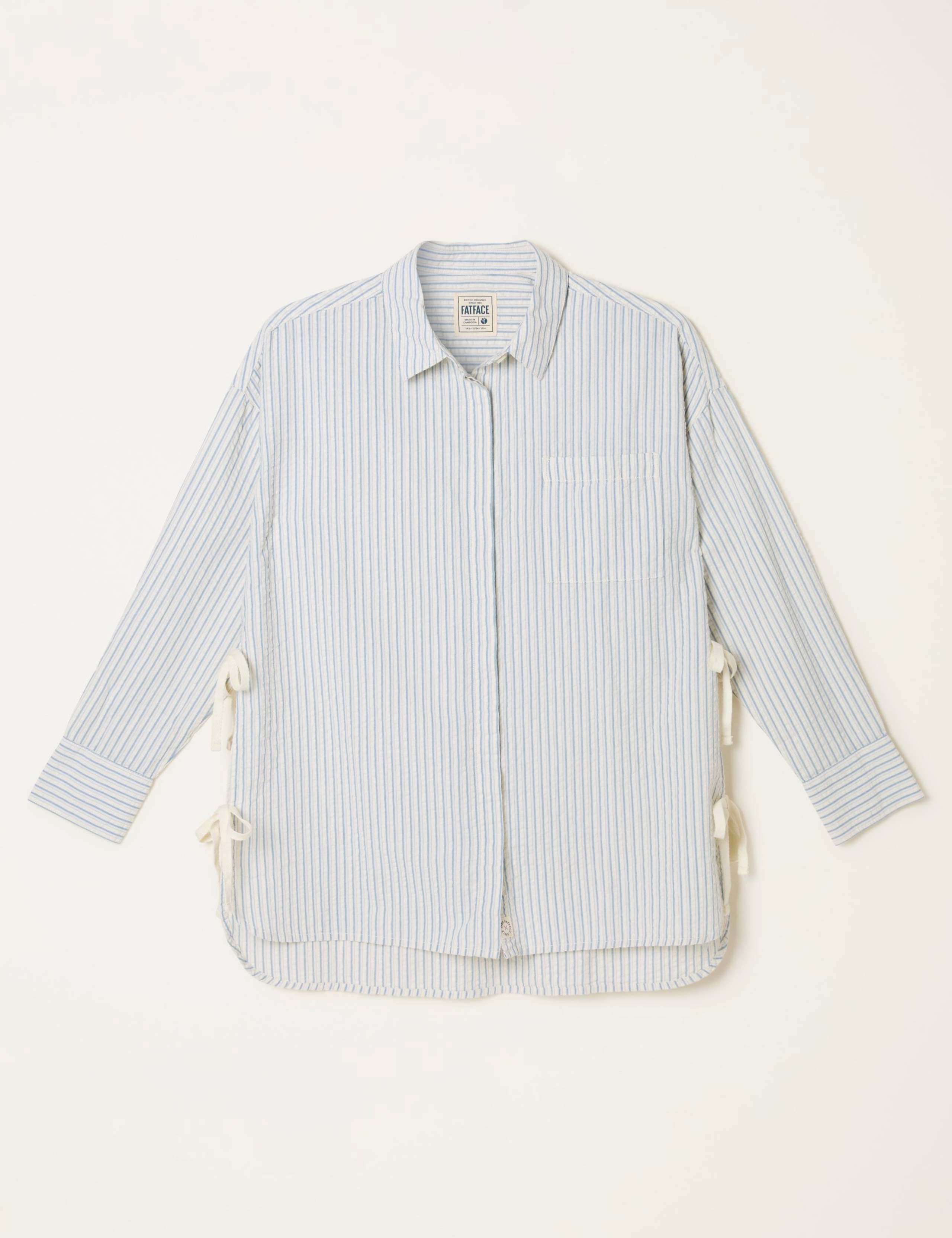 Pure Cotton Striped Tie Detail Shirt 2 of 5