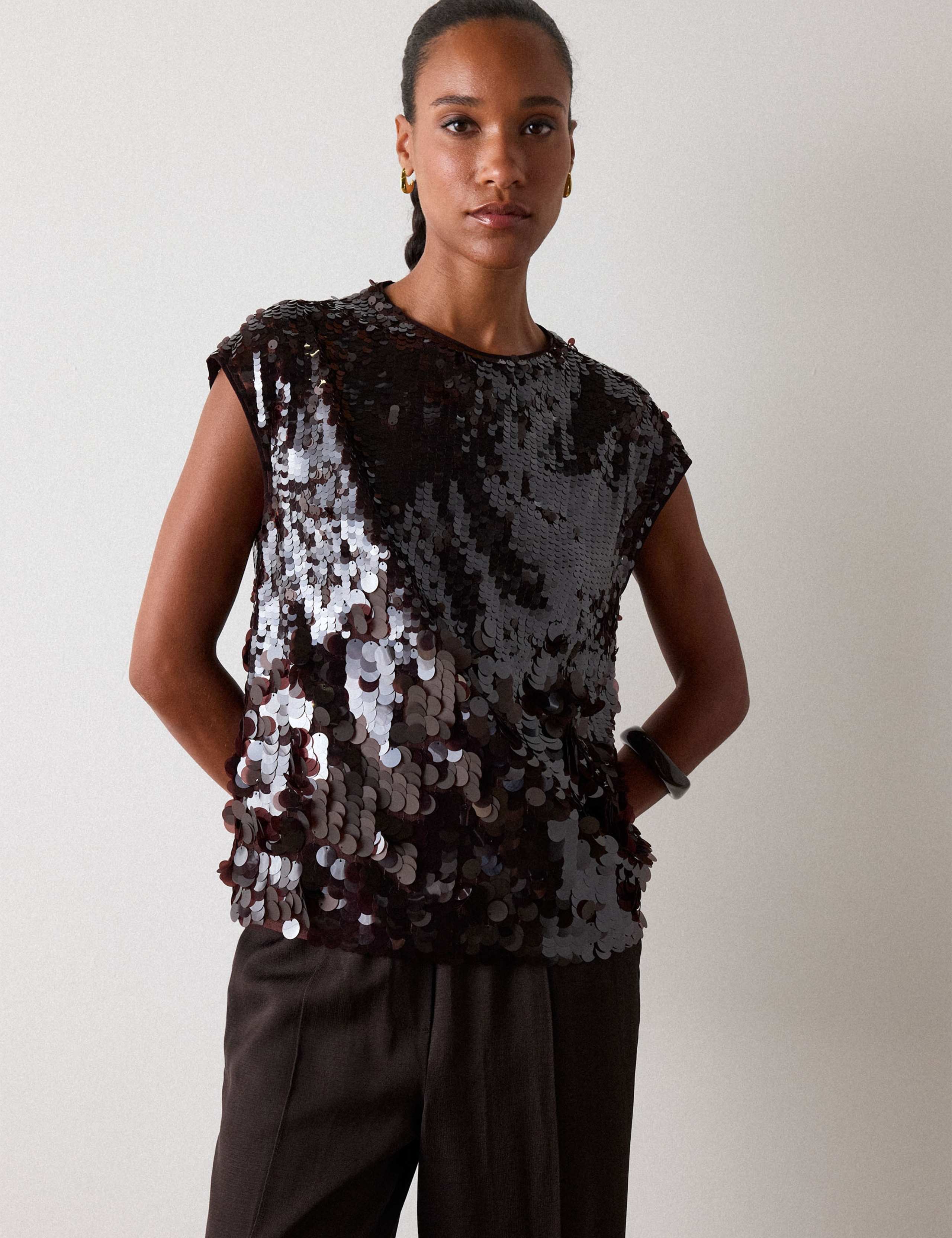 Sequin Cap Sleeve Top 1 of 6