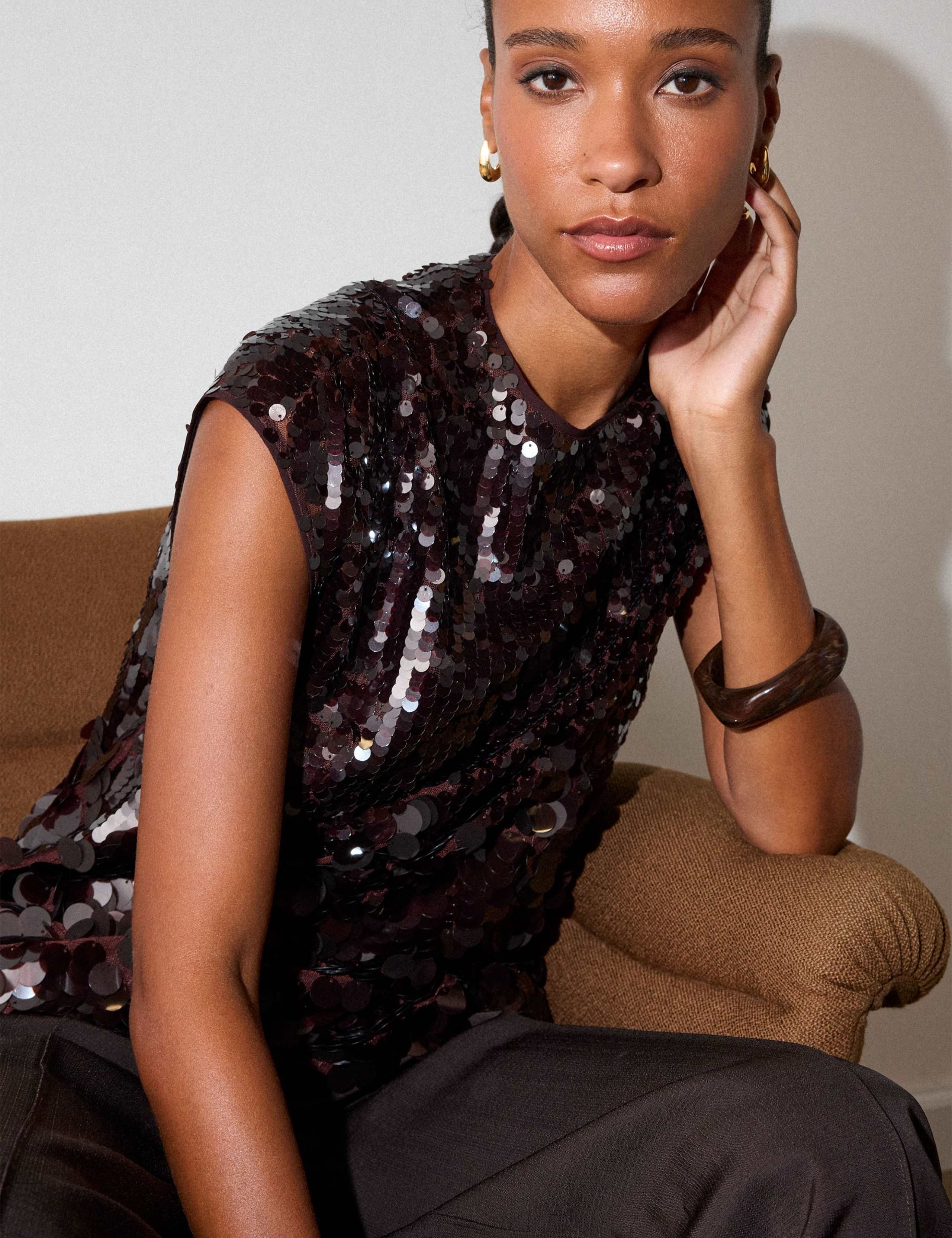 Sequin Cap Sleeve Top 5 of 6