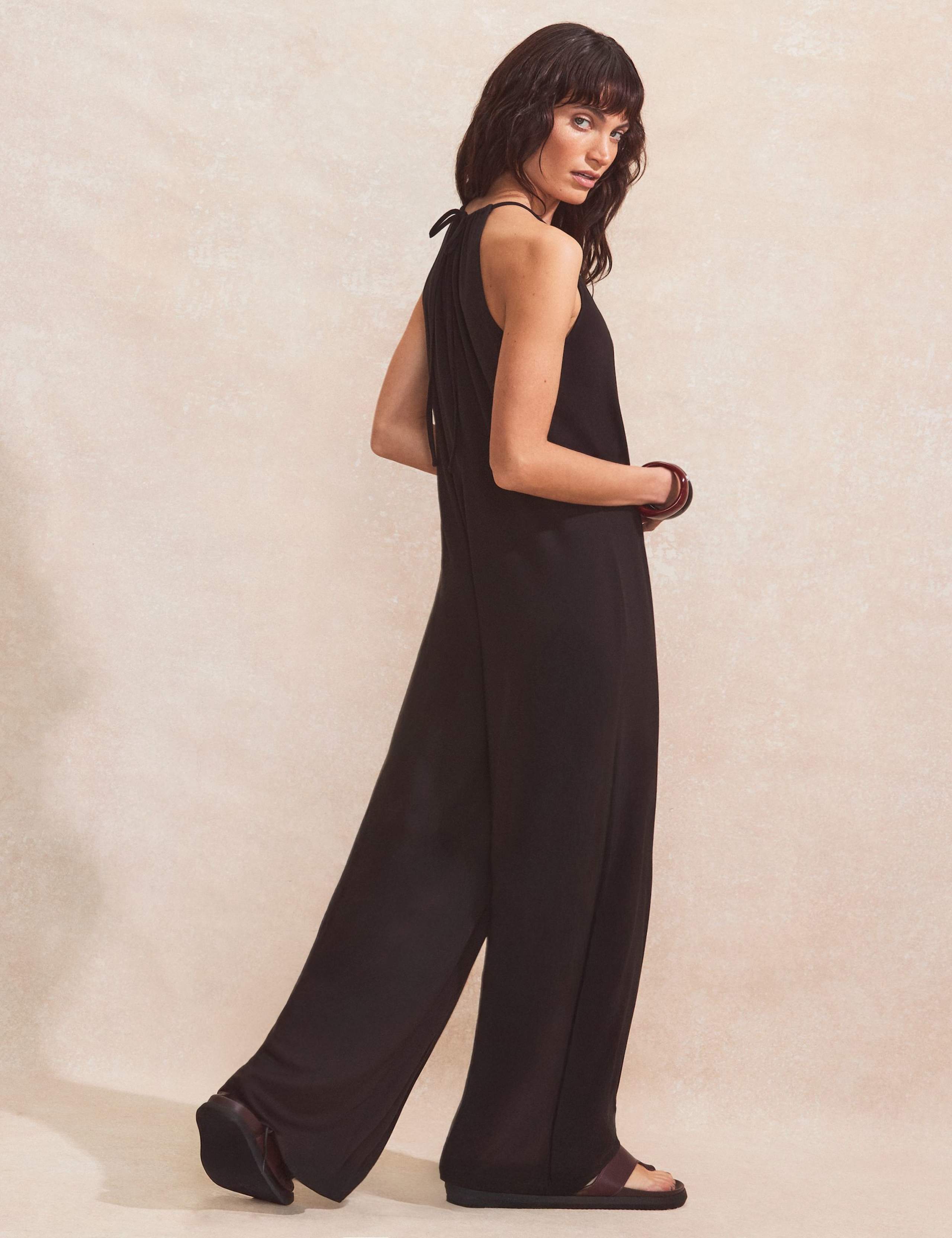 Black Wide-Leg Jersey Jumpsuit 3 of 5