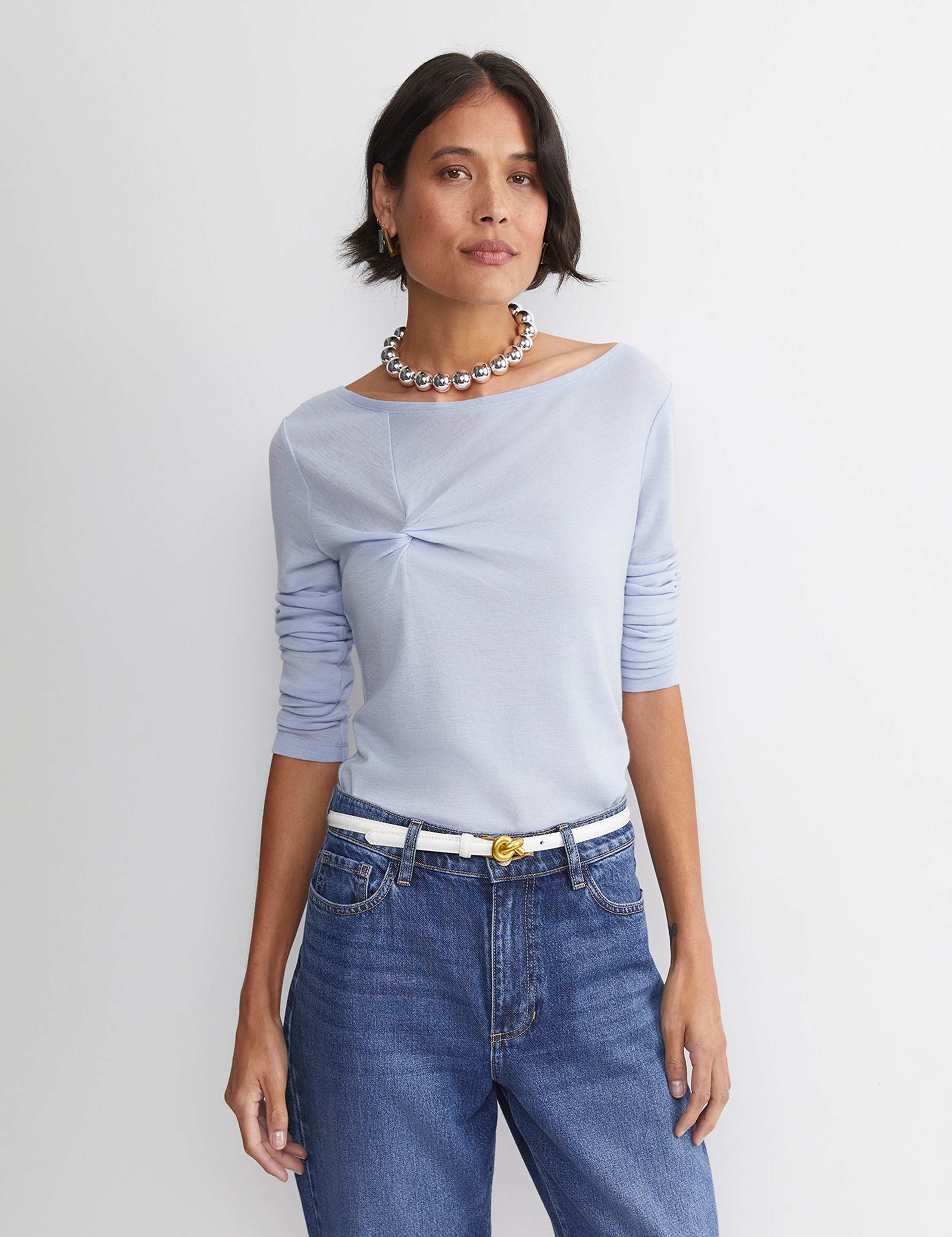 Pure Merino Wool Twist Front Top 2 of 5