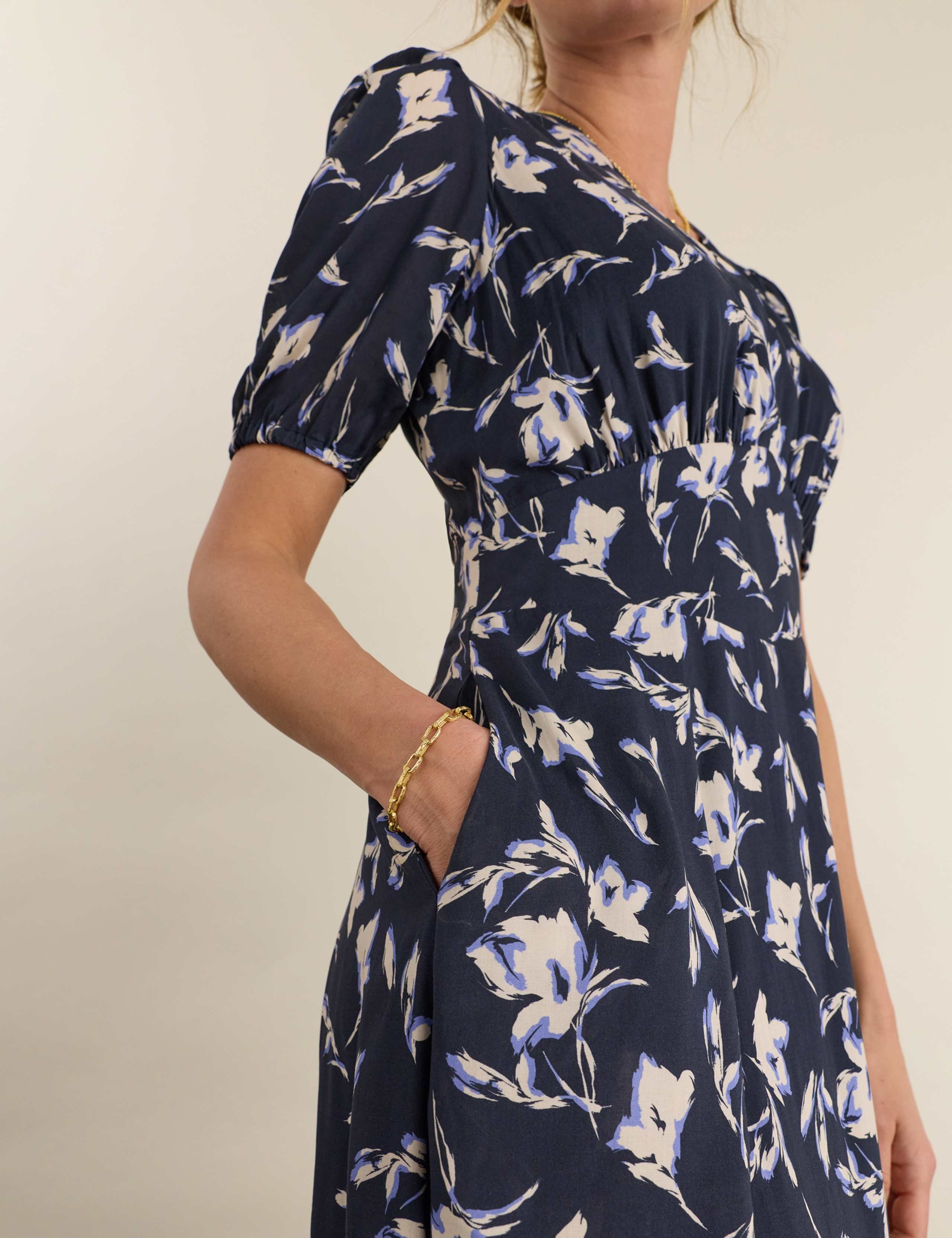 Floral V-Neck Midi Skater Dress 4 of 5
