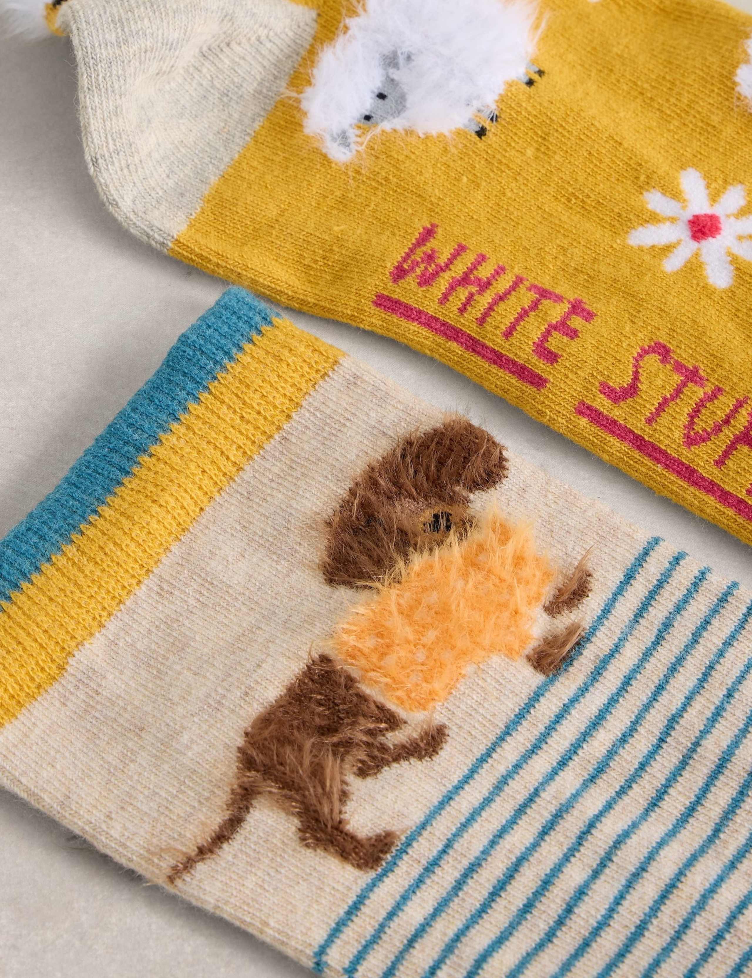 2pk Cotton Rich Animal Fluffy Socks 2 of 2