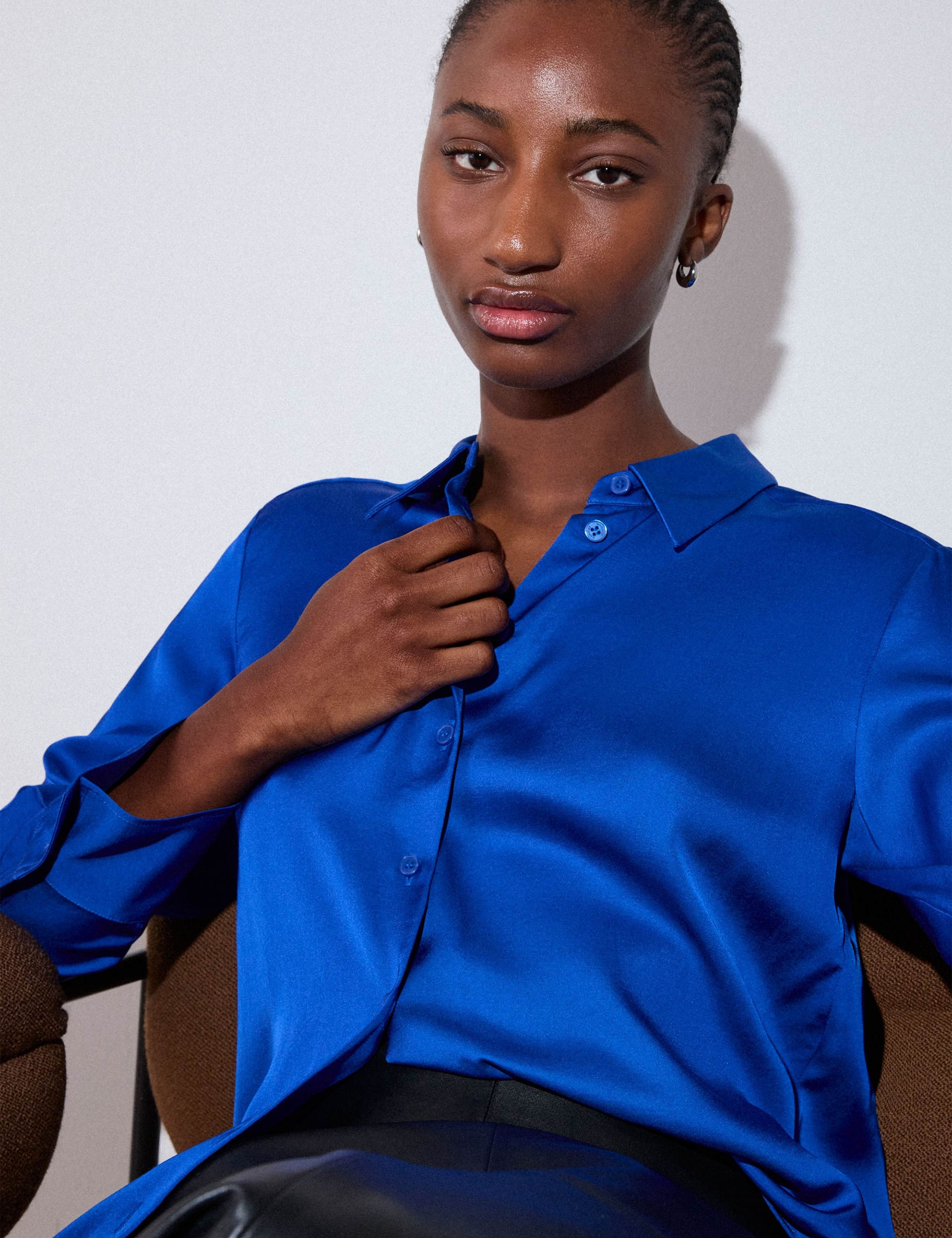 Satin Collared Button Through Shirt 1 of 5