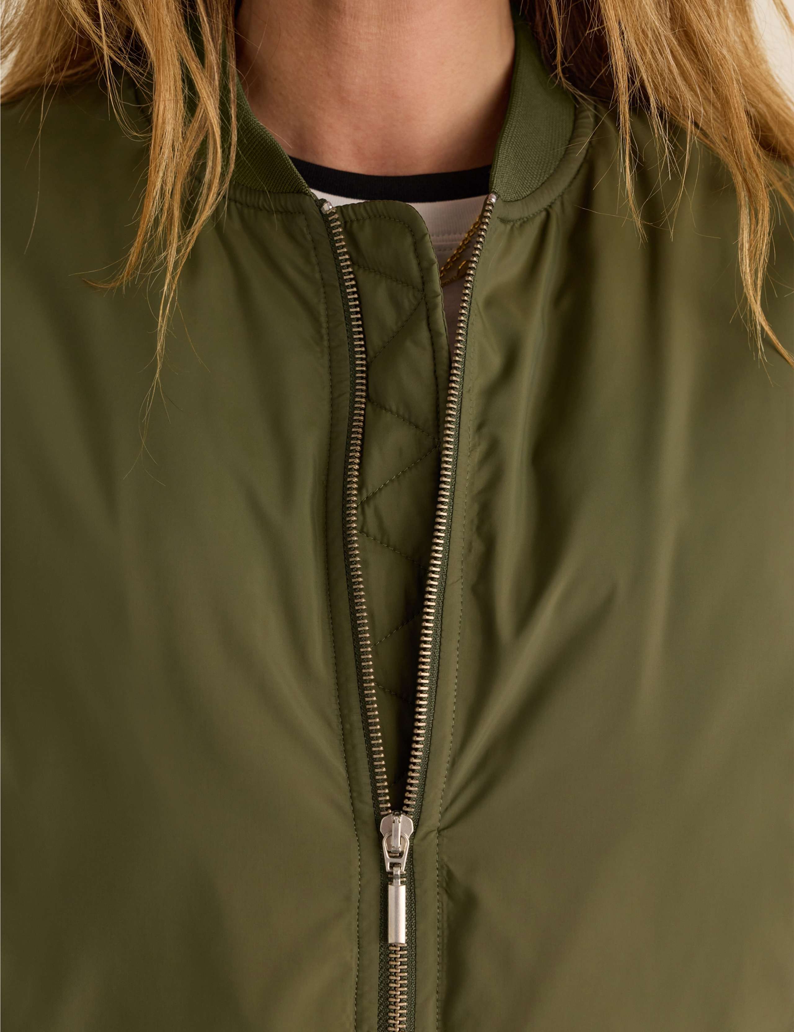 Padded Relaxed Cropped Bomber Jacket 5 of 6