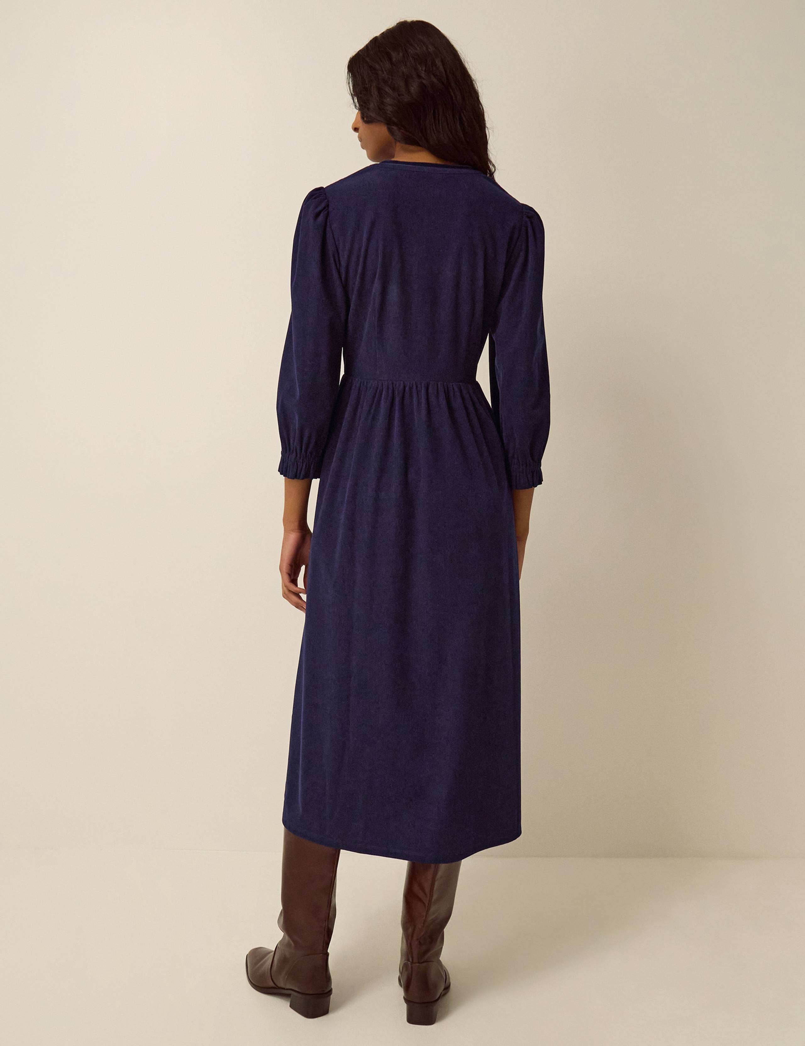 Stretch Corduroy Midi Skater Dress 2 of 5