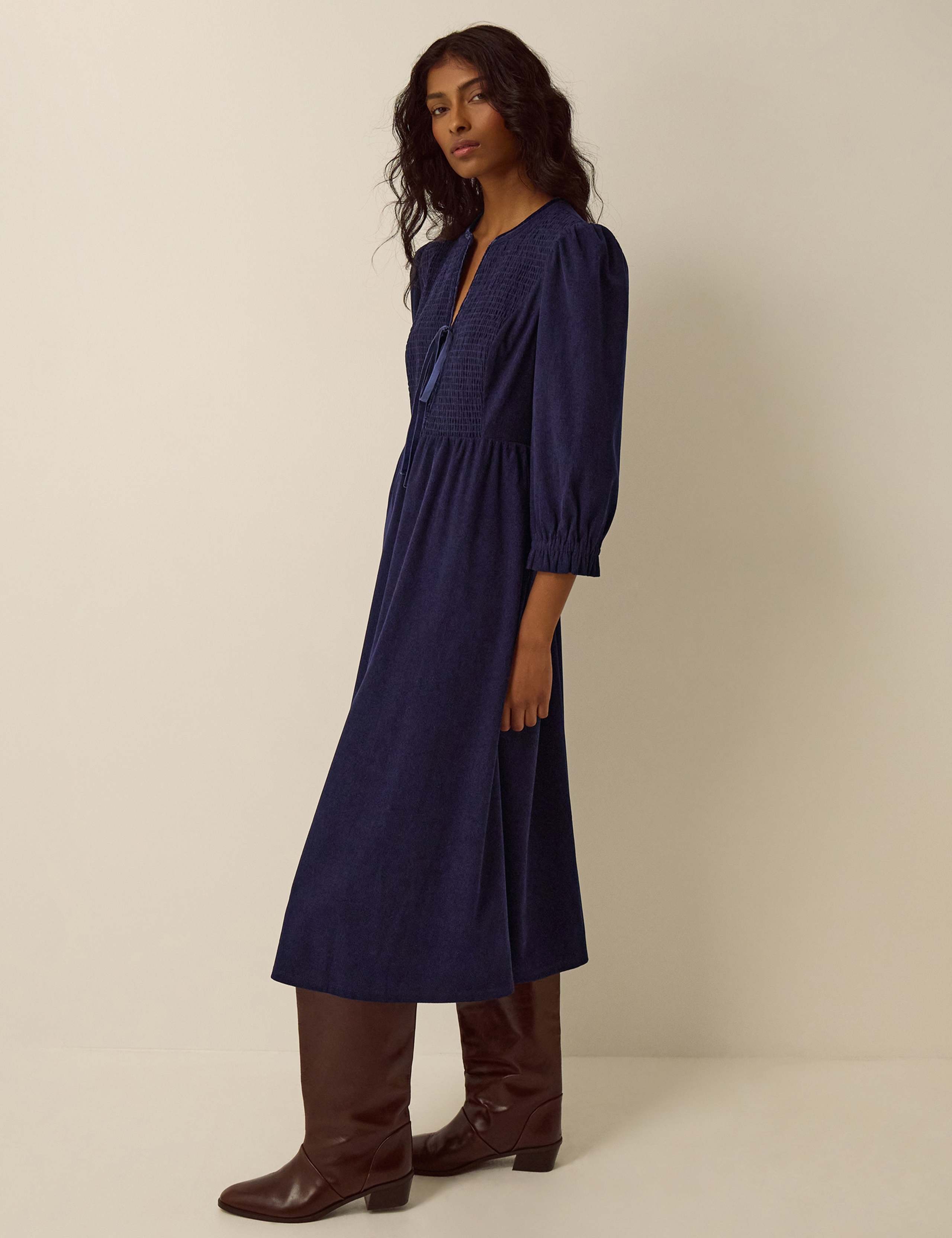 Stretch Corduroy Midi Skater Dress 3 of 5