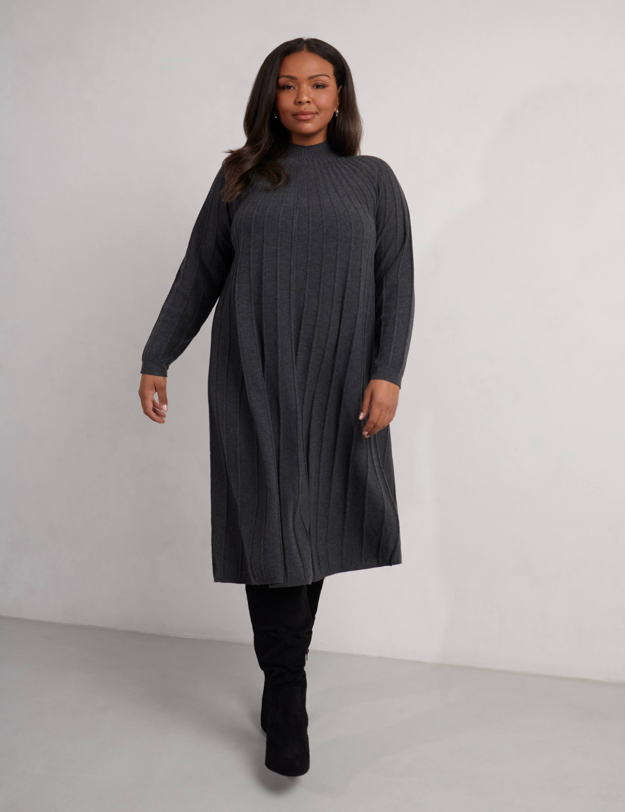 Ribbed Midi Jumper Dress 2 of 4
