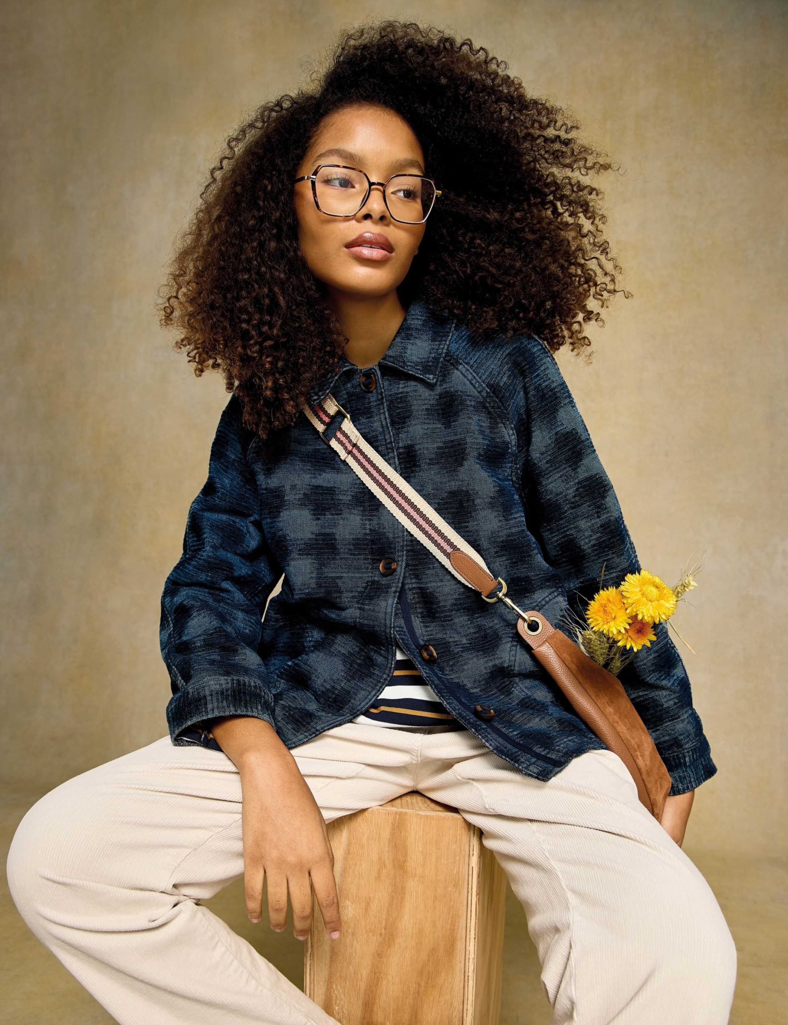 Denim Jacquard Collared Jacket 7 of 7