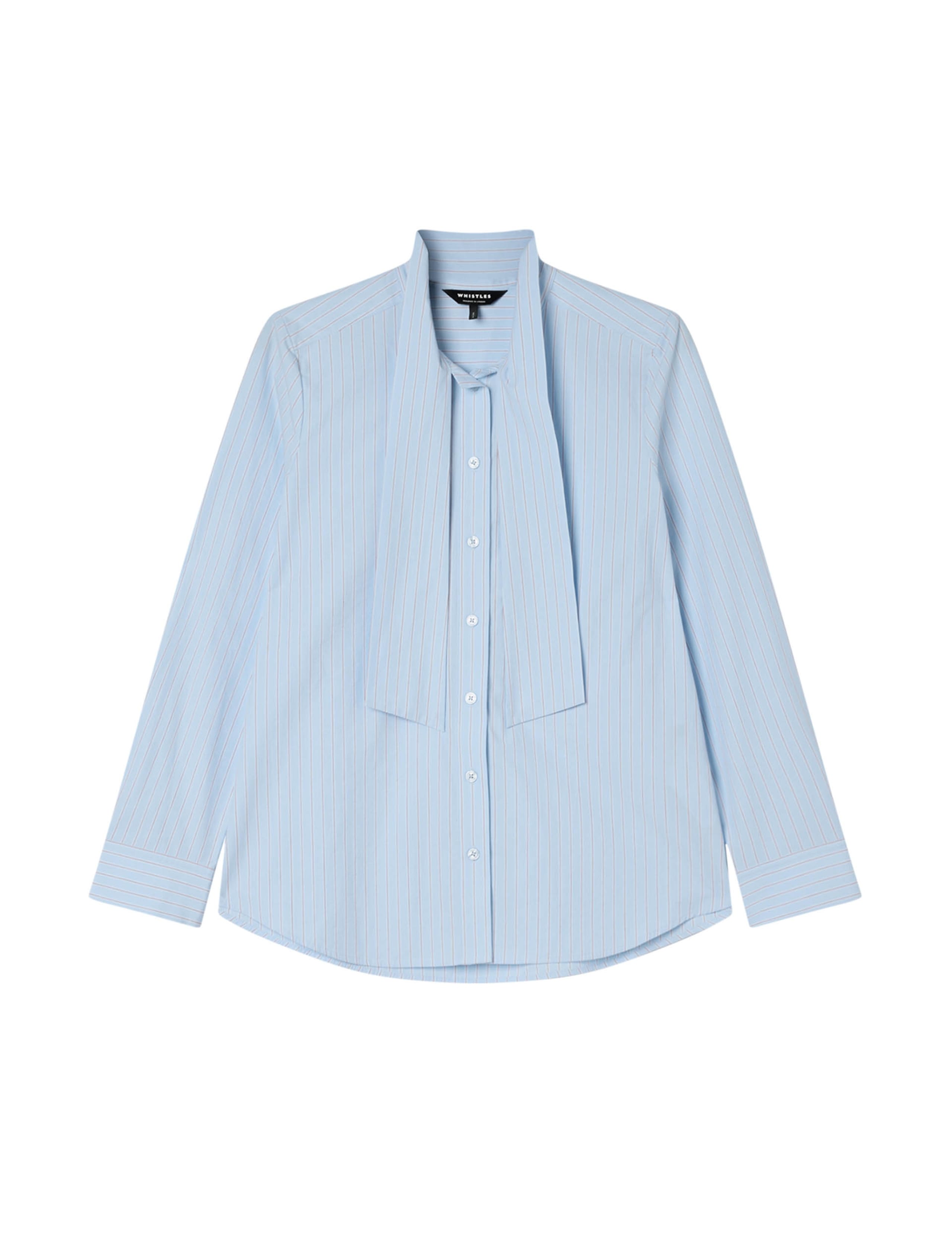Pure Cotton Striped Tie Neck Shirt 2 of 7