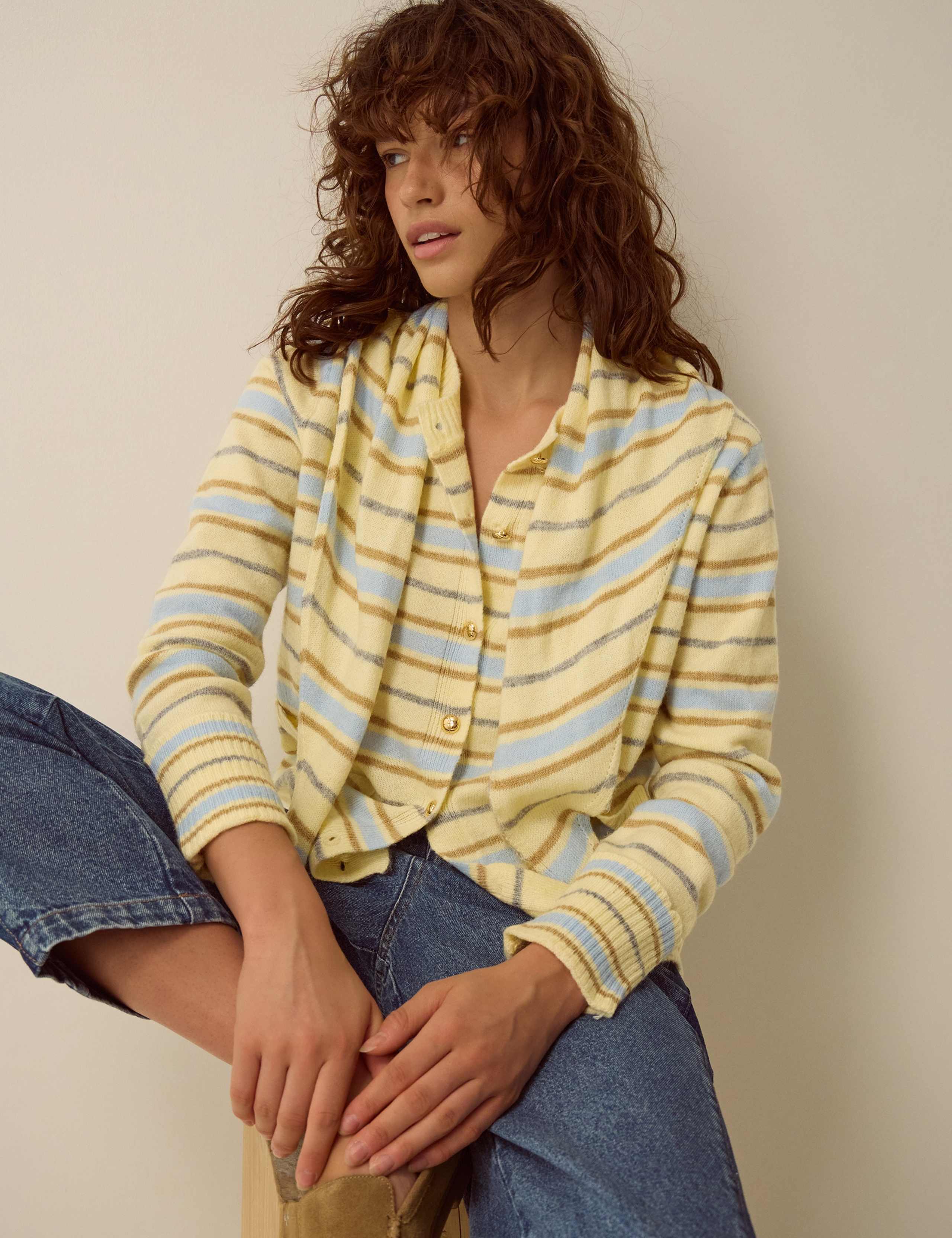Crew Neck Striped Cardigan 1 of 4