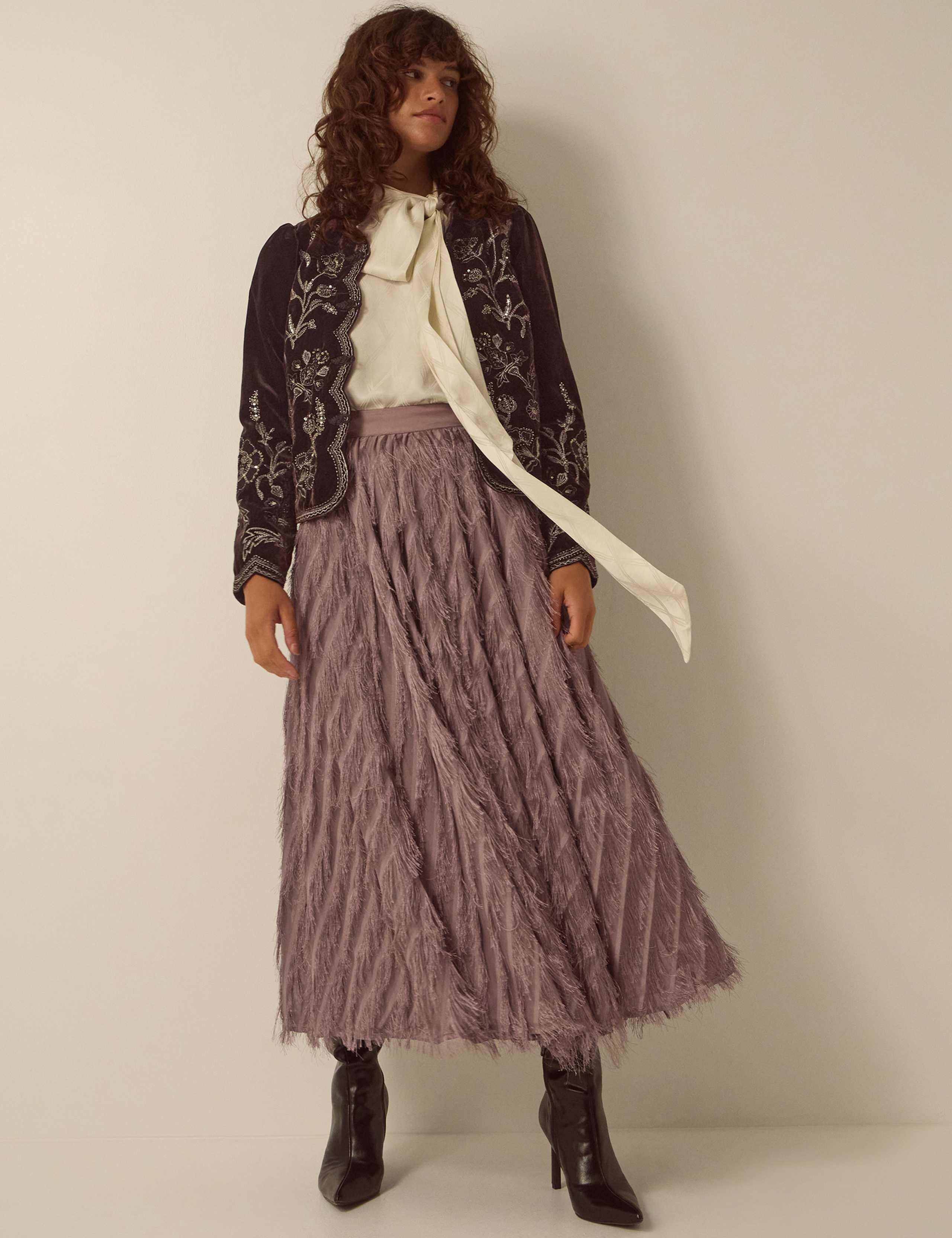 Fringed Skater Midi Skirt 1 of 5