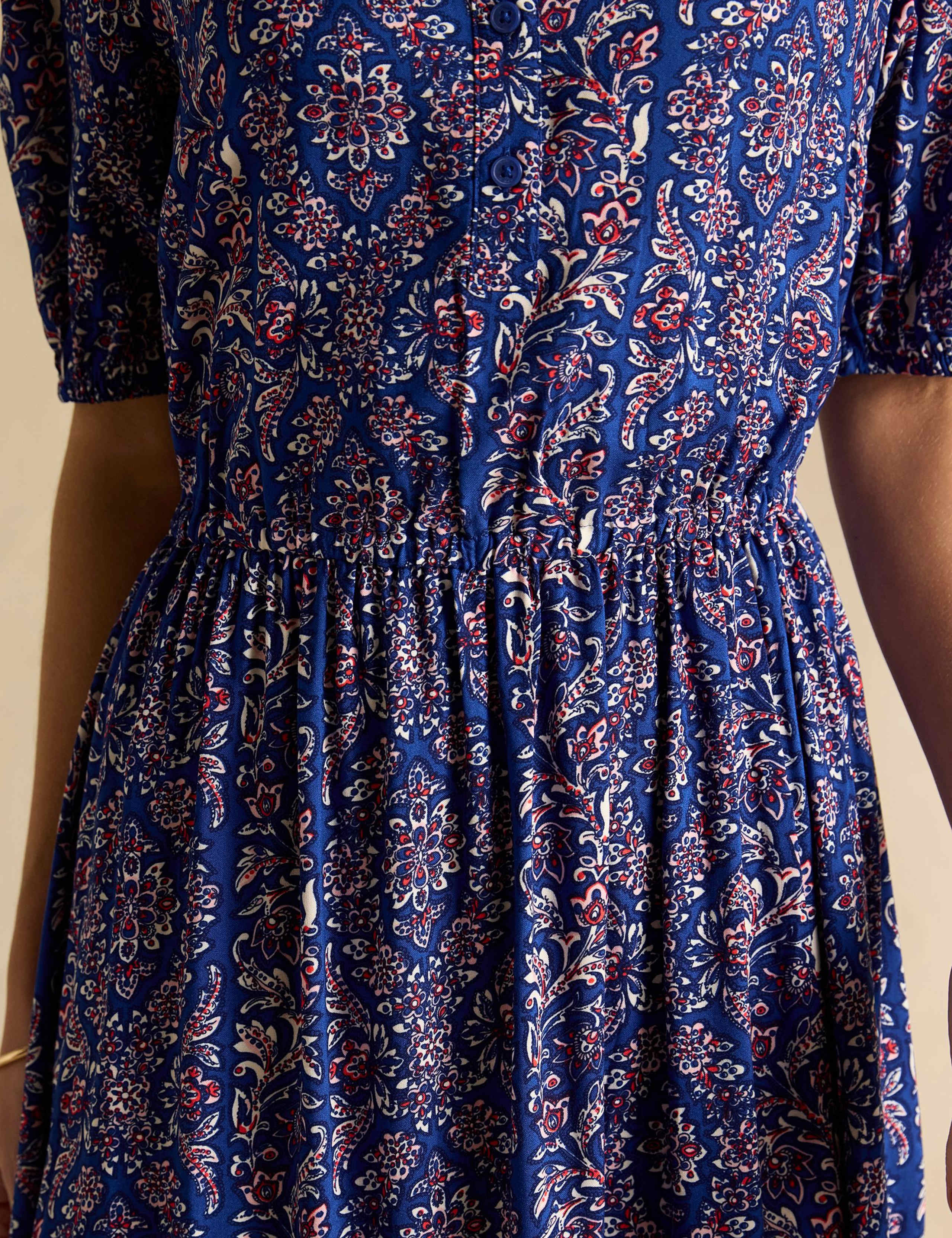 Printed Round Neck Midaxi Waisted Dress 6 of 6