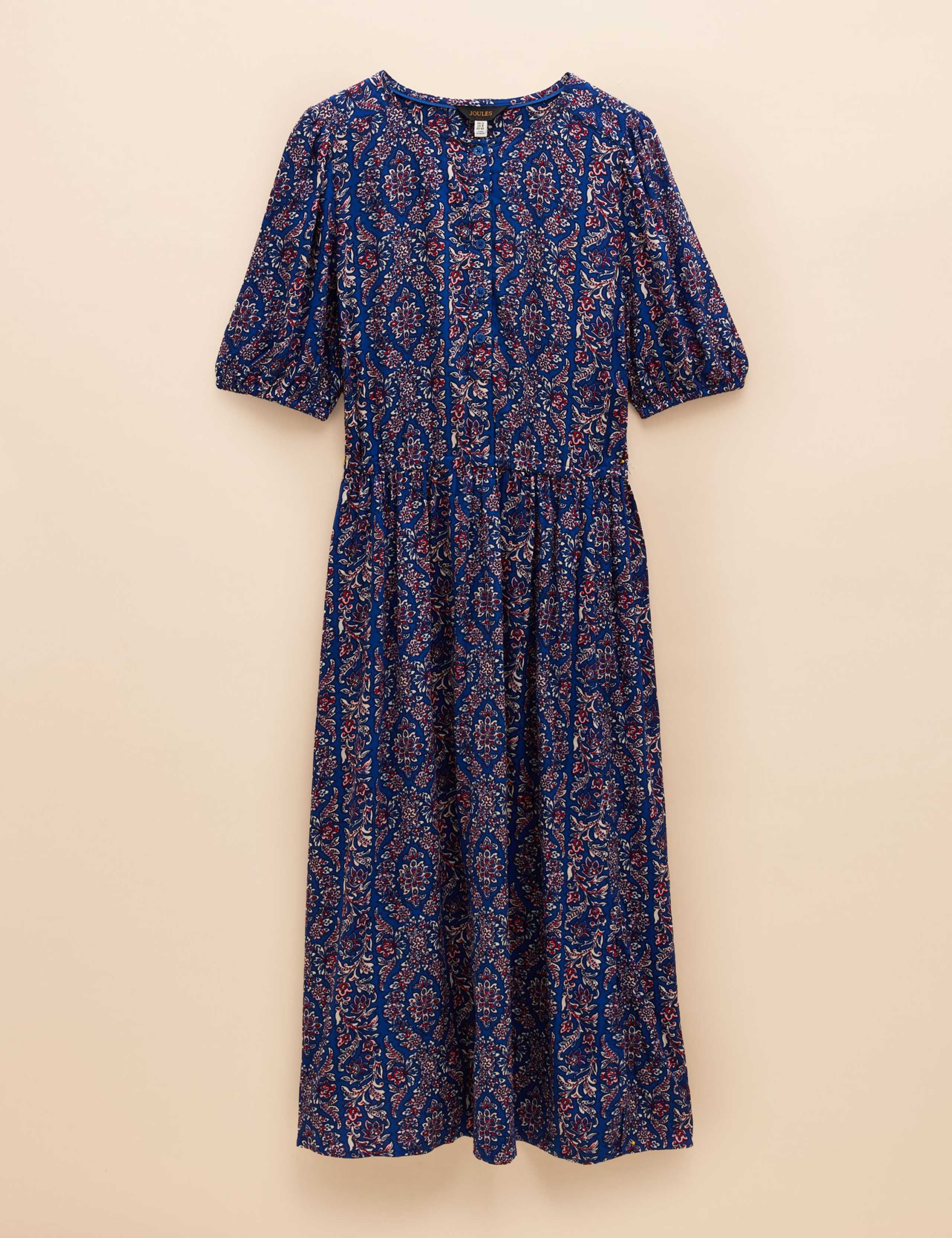 Printed Round Neck Midaxi Waisted Dress 2 of 6