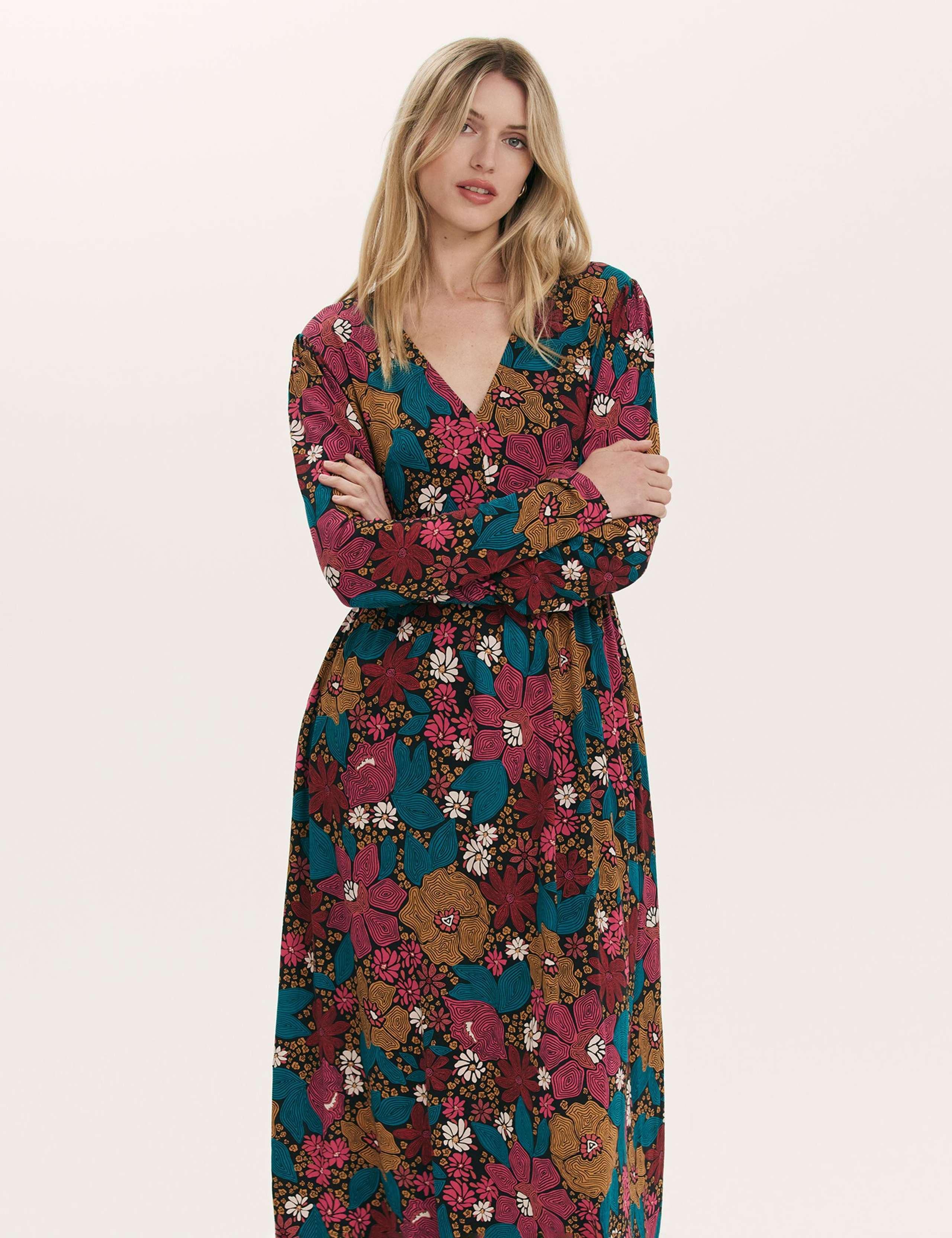 Jersey Floral Midi Dress 2 of 4