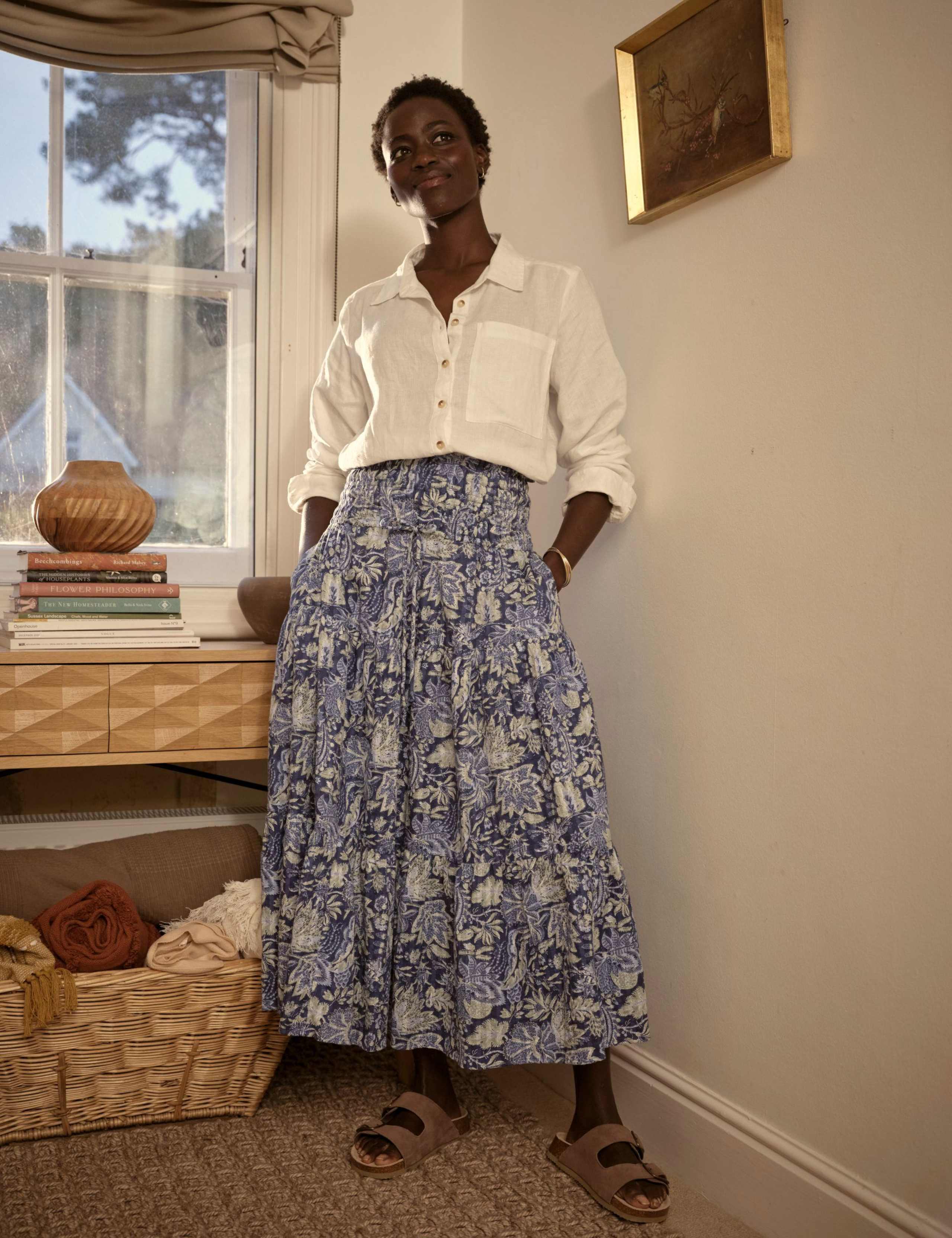 Cotton Rich Paisley Midi Tiered Skirt 5 of 7