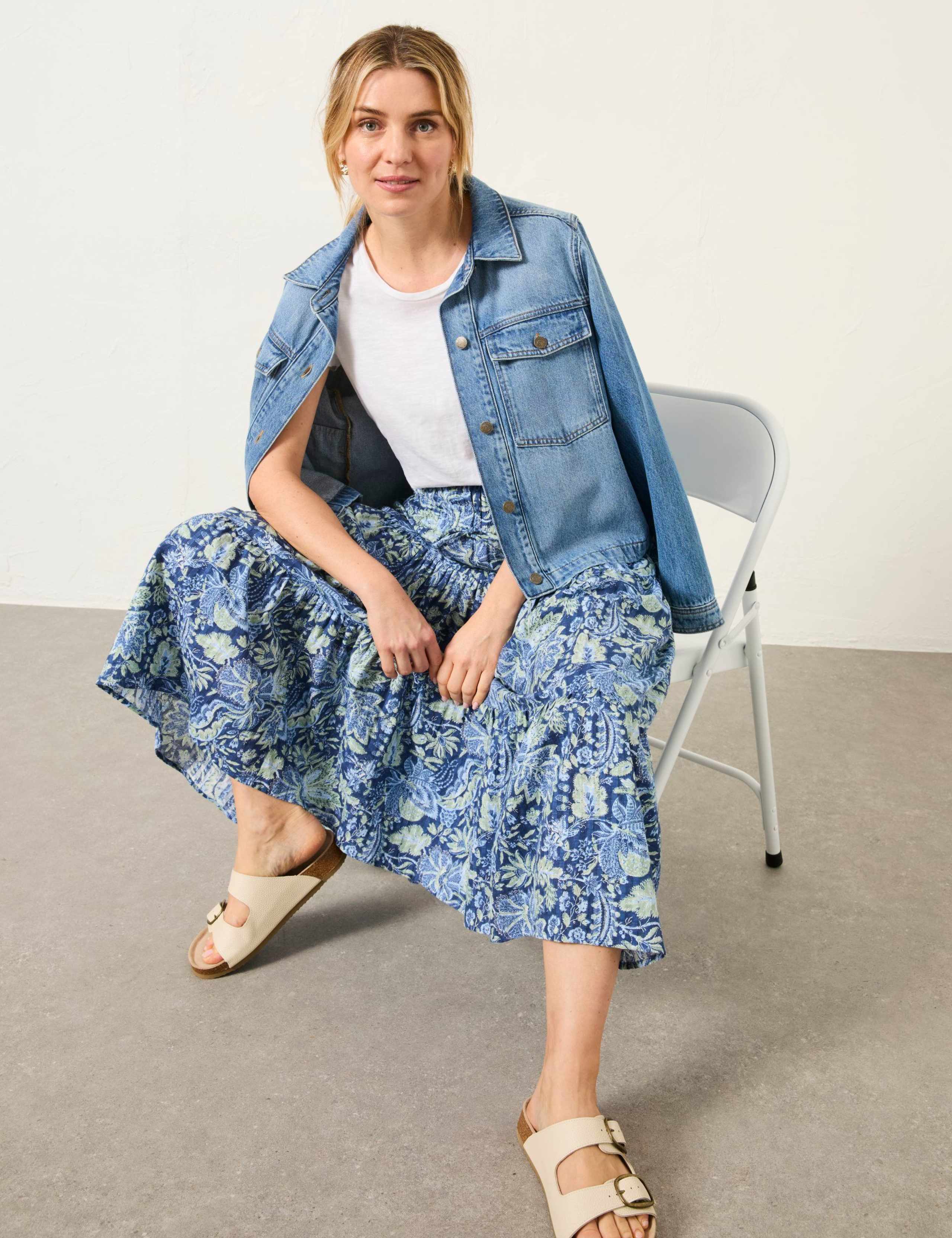 Cotton Rich Paisley Midi Tiered Skirt 6 of 7