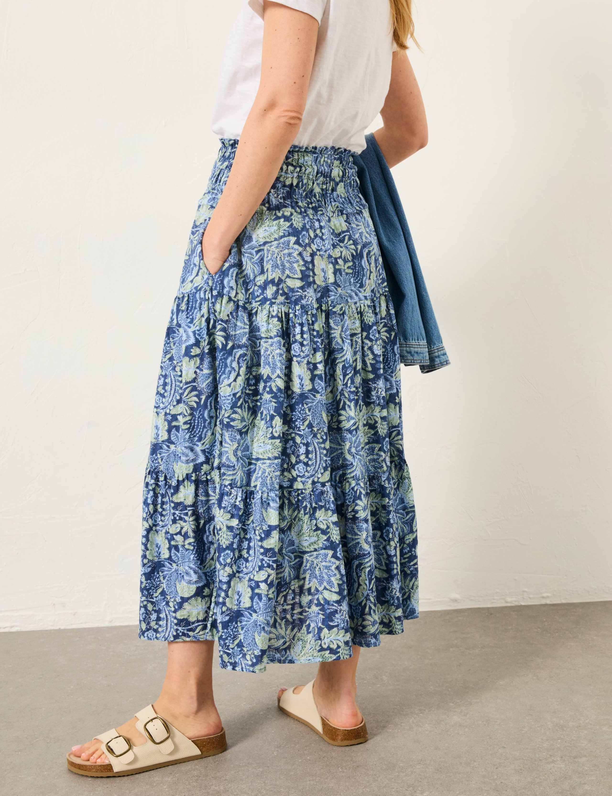 Cotton Rich Paisley Midi Tiered Skirt 7 of 7
