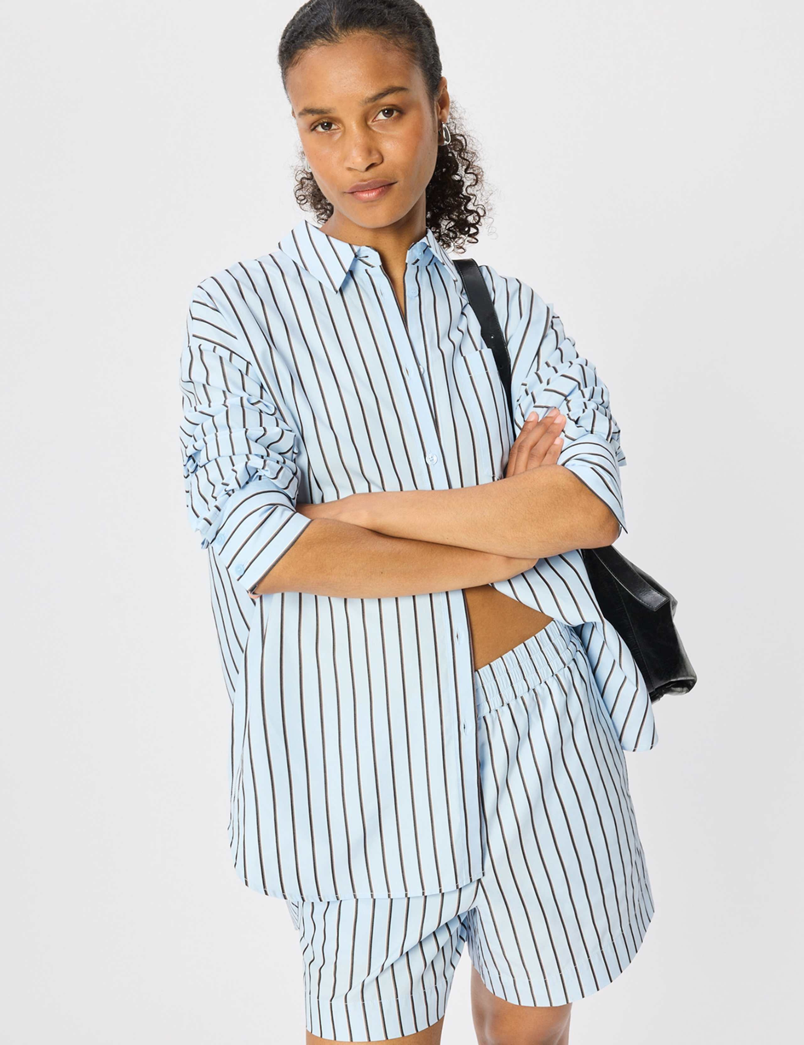 Cotton Rich Striped Oversized Shirt 6 of 7
