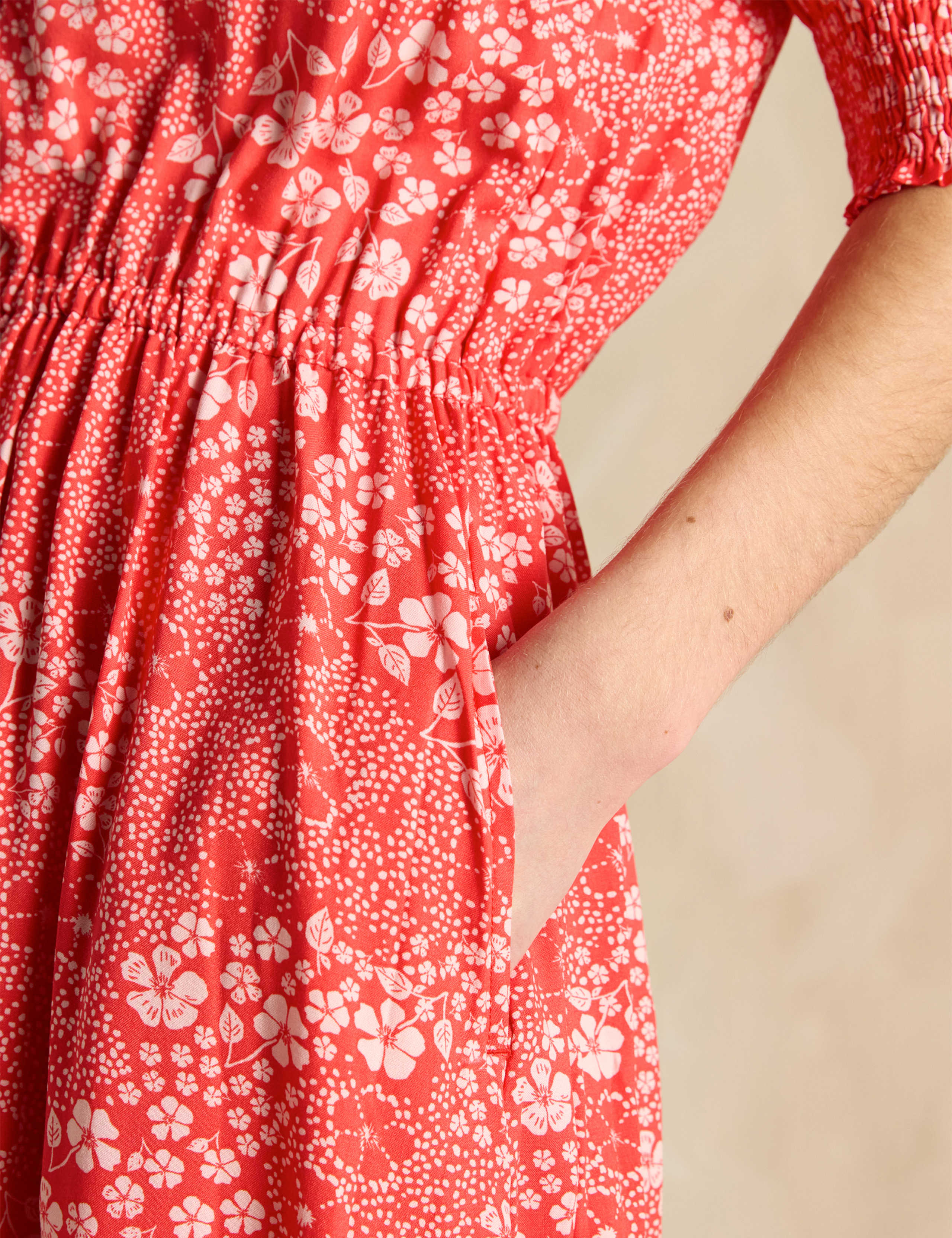 Floral V-Neck Midi Waisted Dress 6 of 6