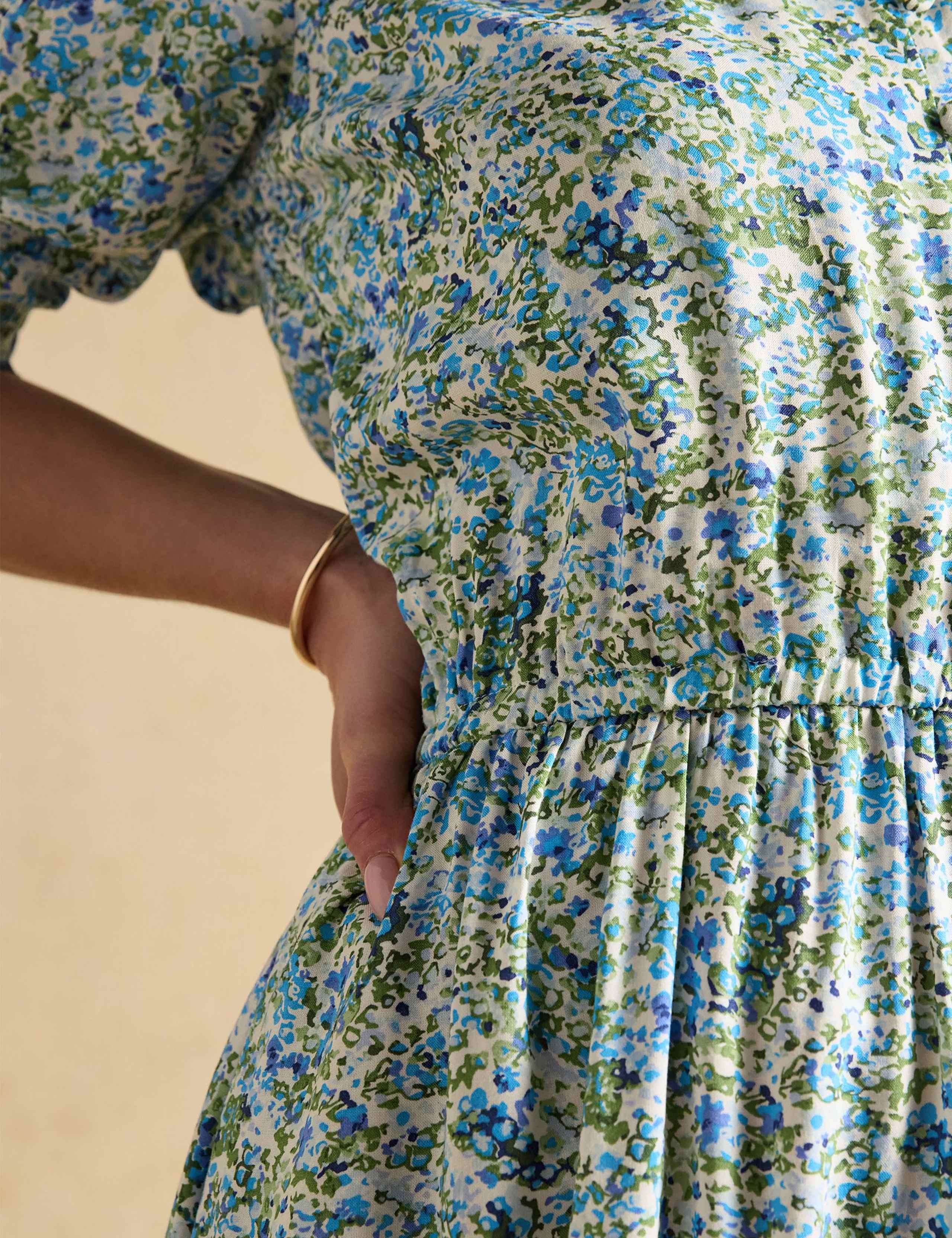 Floral V-Neck Midi Waisted Dress 7 of 8